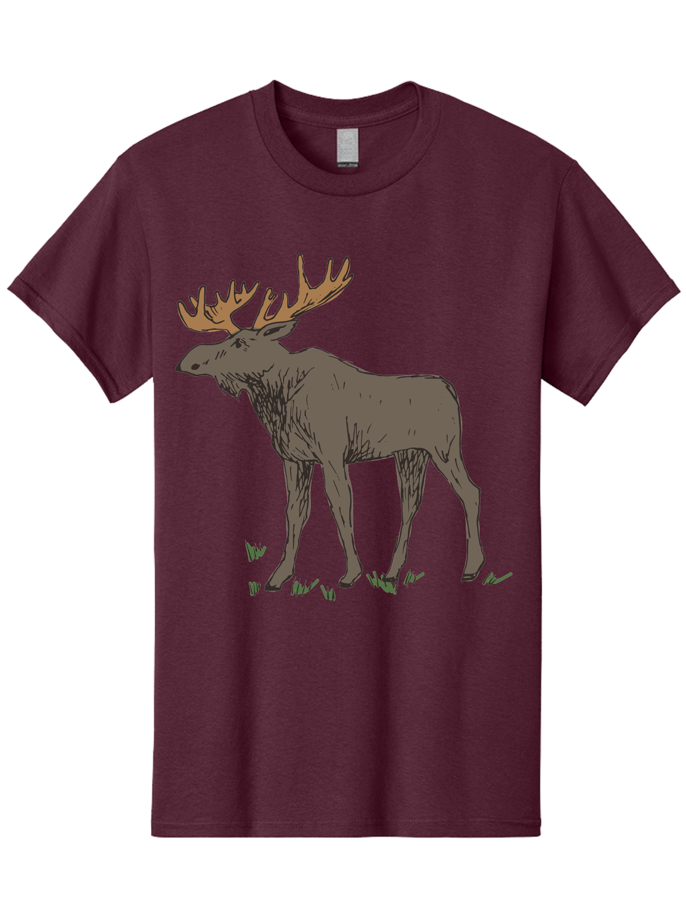 Moose-1 Men'S Graphic Tee, 100% Cotton, Comfortable Casual Summer Wear, Machine Washable, Illustration Of A Moose, Large Antlers, Wildlife, Animal Art, Cartoon Style, Wildlife Illustration, Mammal Drawing, Forest Creature, Nature Graphic -  Aaa997 13