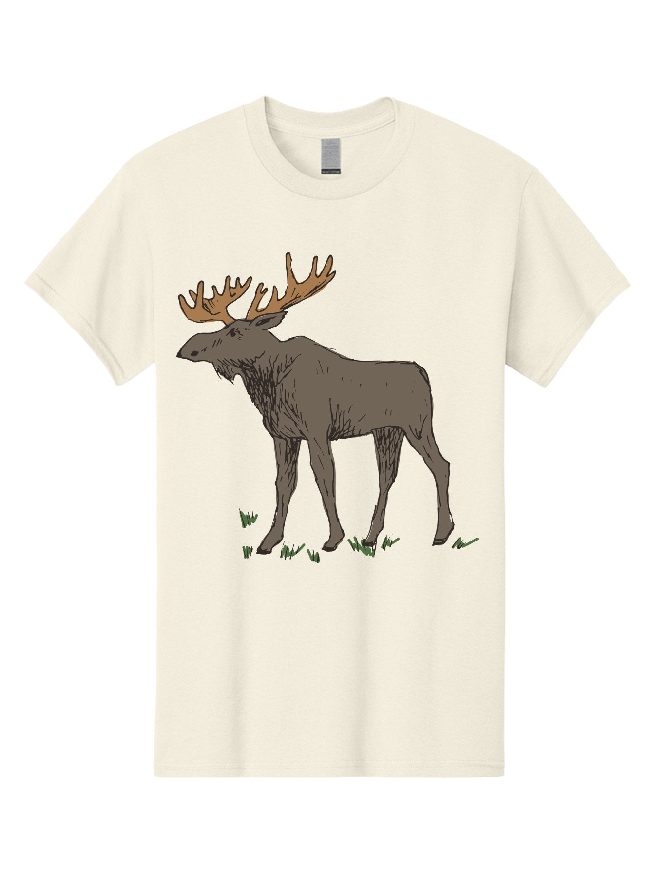 Moose-1 Men'S Graphic Tee, 100% Cotton, Comfortable Casual Summer Wear, Machine Washable, Illustration Of A Moose, Large Antlers, Wildlife, Animal Art, Cartoon Style, Wildlife Illustration, Mammal Drawing, Forest Creature, Nature Graphic -  Aaa997 15