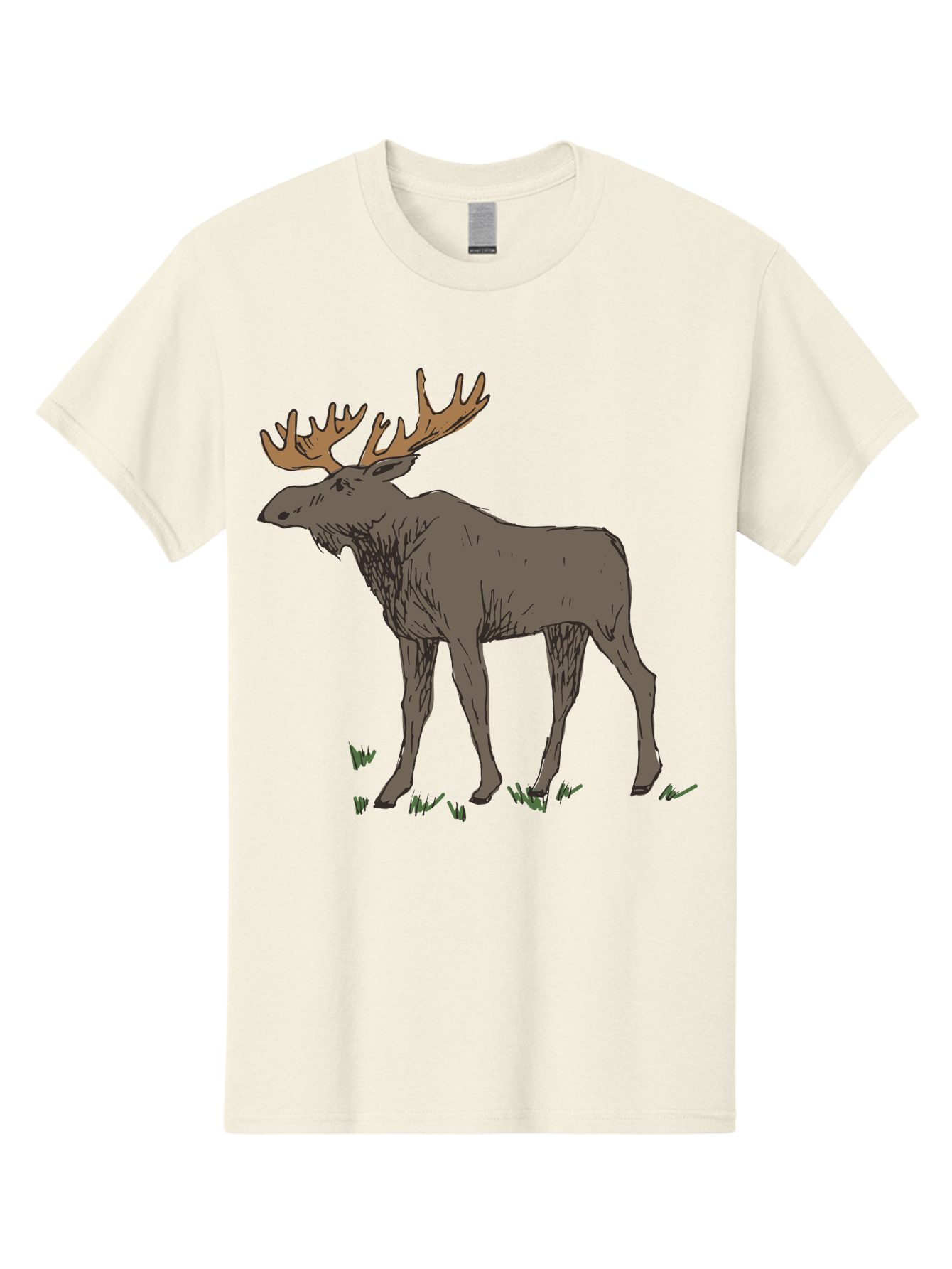 Moose-1 Men'S Graphic Tee, 100% Cotton, Comfortable Casual Summer Wear, Machine Washable, Illustration Of A Moose, Large Antlers, Wildlife, Animal Art, Cartoon Style, Wildlife Illustration, Mammal Drawing, Forest Creature, Nature Graphic -  Aaa997 17