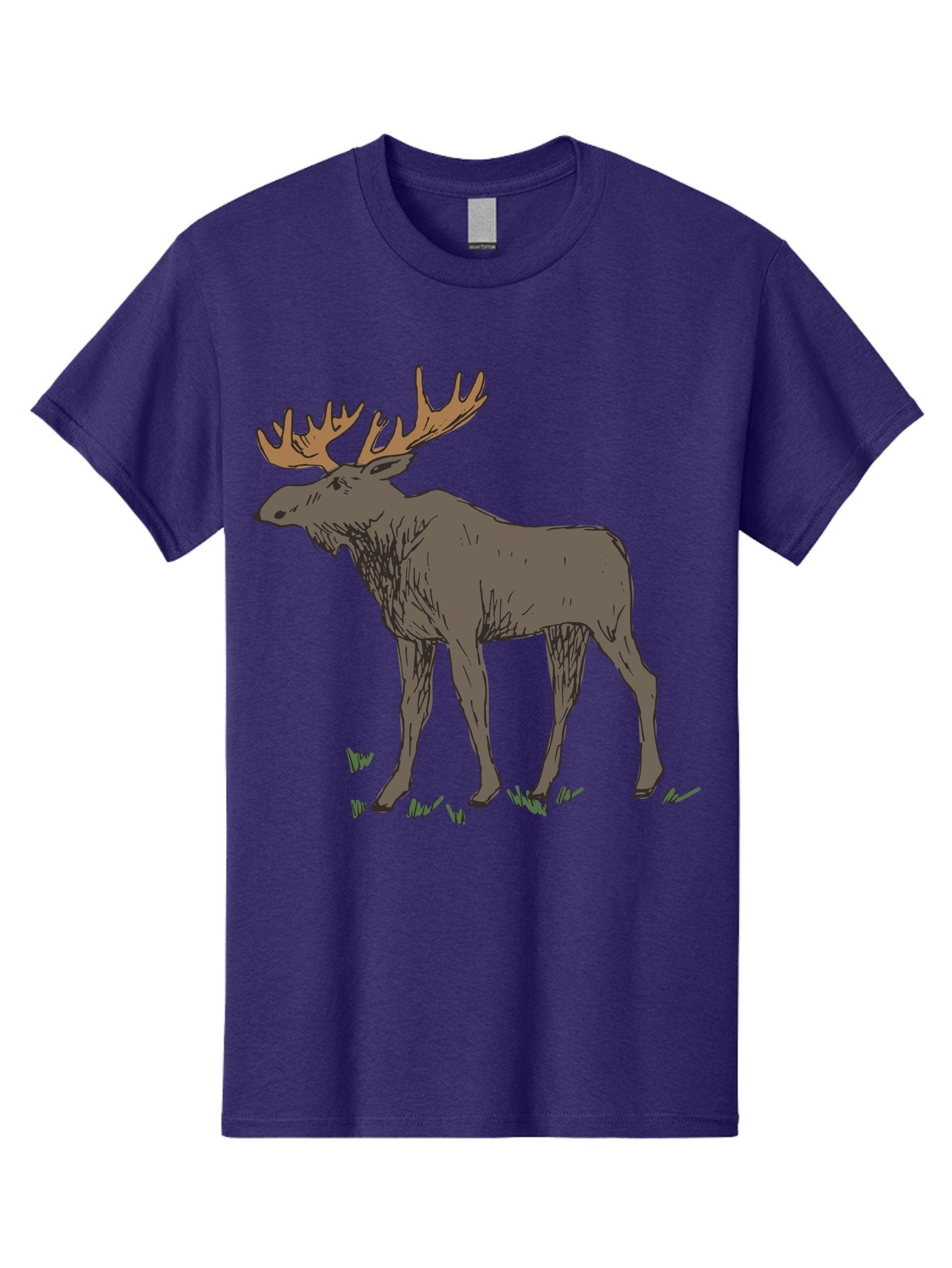 Moose-1 Men'S Graphic Tee, 100% Cotton, Comfortable Casual Summer Wear, Machine Washable, Illustration Of A Moose, Large Antlers, Wildlife, Animal Art, Cartoon Style, Wildlife Illustration, Mammal Drawing, Forest Creature, Nature Graphic -  Aaa997 14