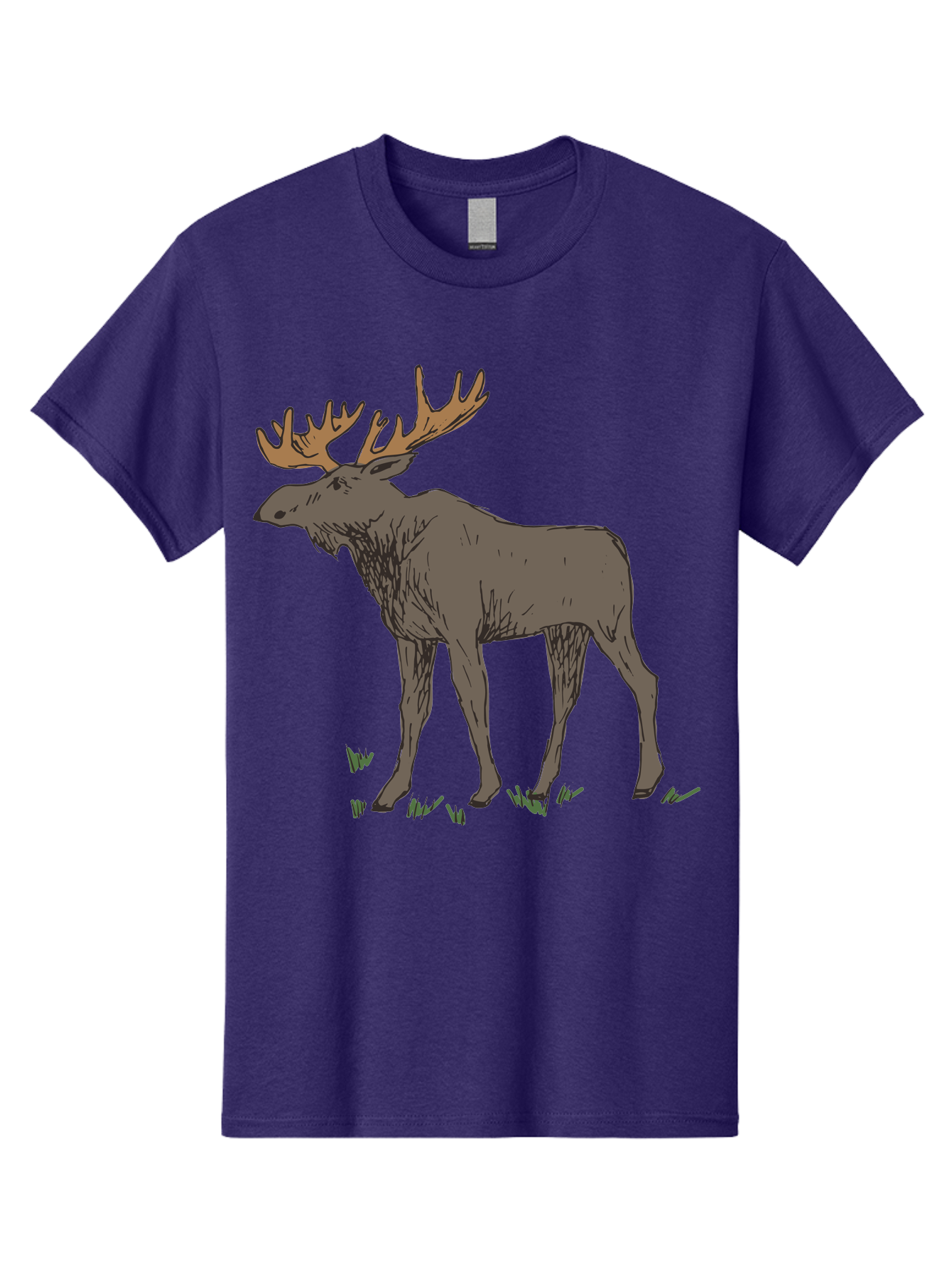 Moose-1 Men'S Graphic Tee, 100% Cotton, Comfortable Casual Summer Wear, Machine Washable, Illustration Of A Moose, Large Antlers, Wildlife, Animal Art, Cartoon Style, Wildlife Illustration, Mammal Drawing, Forest Creature, Nature Graphic -  Aaa997 21