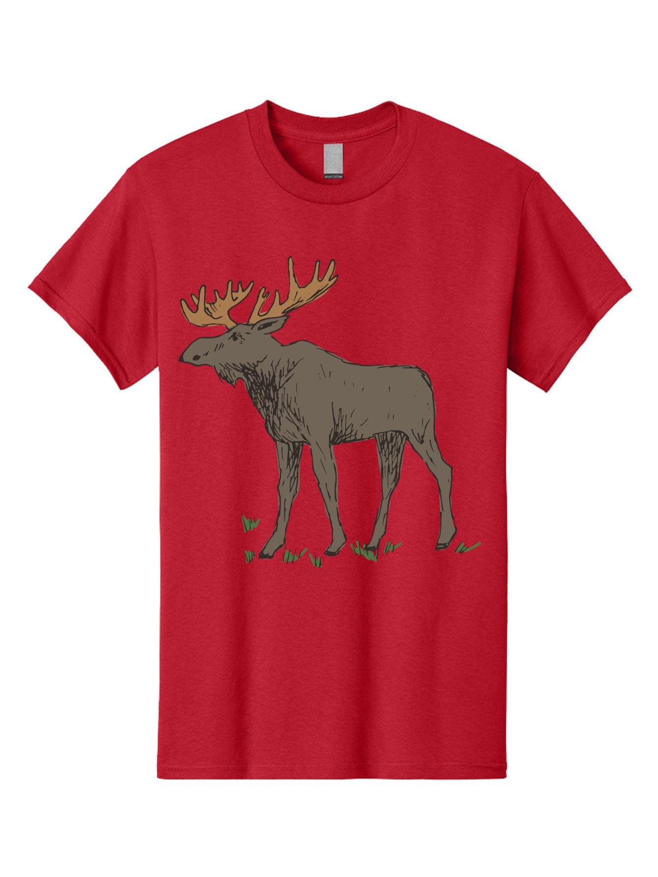 Moose-1 Men'S Graphic Tee, 100% Cotton, Comfortable Casual Summer Wear, Machine Washable, Illustration Of A Moose, Large Antlers, Wildlife, Animal Art, Cartoon Style, Wildlife Illustration, Mammal Drawing, Forest Creature, Nature Graphic -  Aaa997 10
