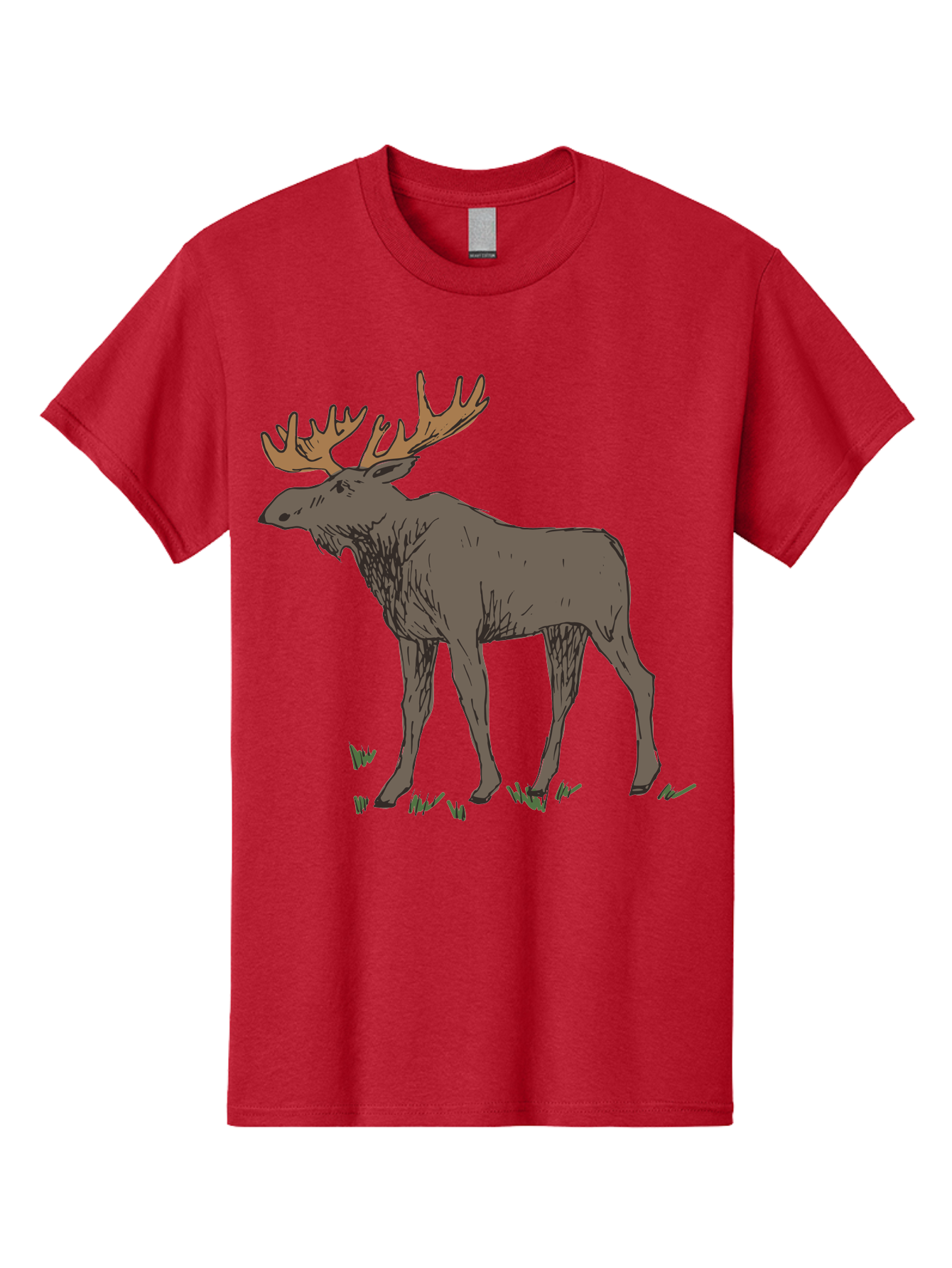 Moose-1 Men'S Graphic Tee, 100% Cotton, Comfortable Casual Summer Wear, Machine Washable, Illustration Of A Moose, Large Antlers, Wildlife, Animal Art, Cartoon Style, Wildlife Illustration, Mammal Drawing, Forest Creature, Nature Graphic -  Aaa997 23