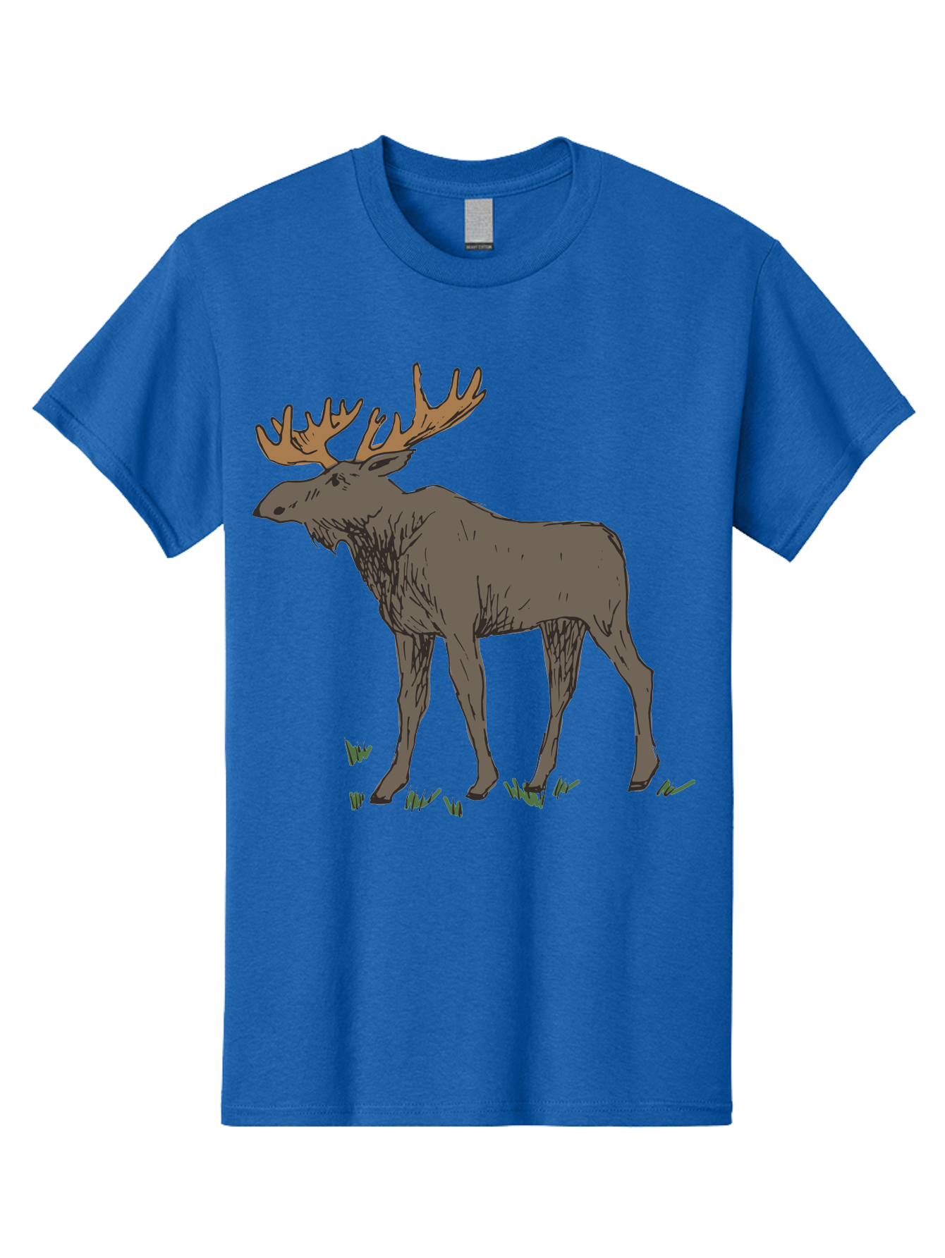 Moose-1 Men'S Graphic Tee, 100% Cotton, Comfortable Casual Summer Wear, Machine Washable, Illustration Of A Moose, Large Antlers, Wildlife, Animal Art, Cartoon Style, Wildlife Illustration, Mammal Drawing, Forest Creature, Nature Graphic -  Aaa997 25