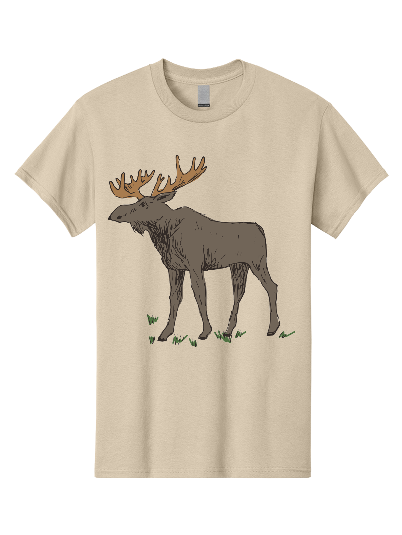 Moose-1 Men'S Graphic Tee, 100% Cotton, Comfortable Casual Summer Wear, Machine Washable, Illustration Of A Moose, Large Antlers, Wildlife, Animal Art, Cartoon Style, Wildlife Illustration, Mammal Drawing, Forest Creature, Nature Graphic -  Aaa997 27