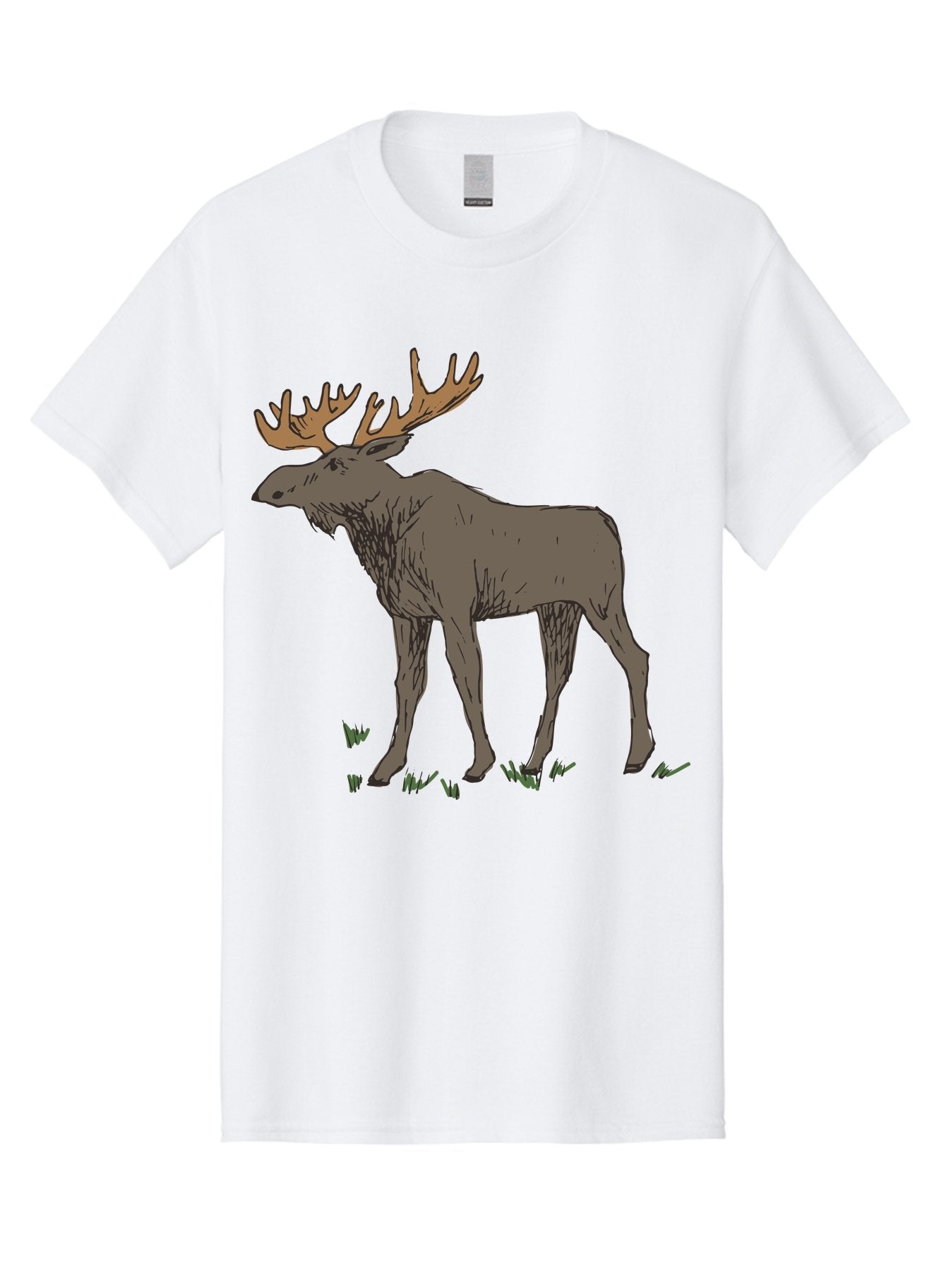 Moose-1 Men'S Graphic Tee, 100% Cotton, Comfortable Casual Summer Wear, Machine Washable, Illustration Of A Moose, Large Antlers, Wildlife, Animal Art, Cartoon Style, Wildlife Illustration, Mammal Drawing, Forest Creature, Nature Graphic -  Aaa997 11