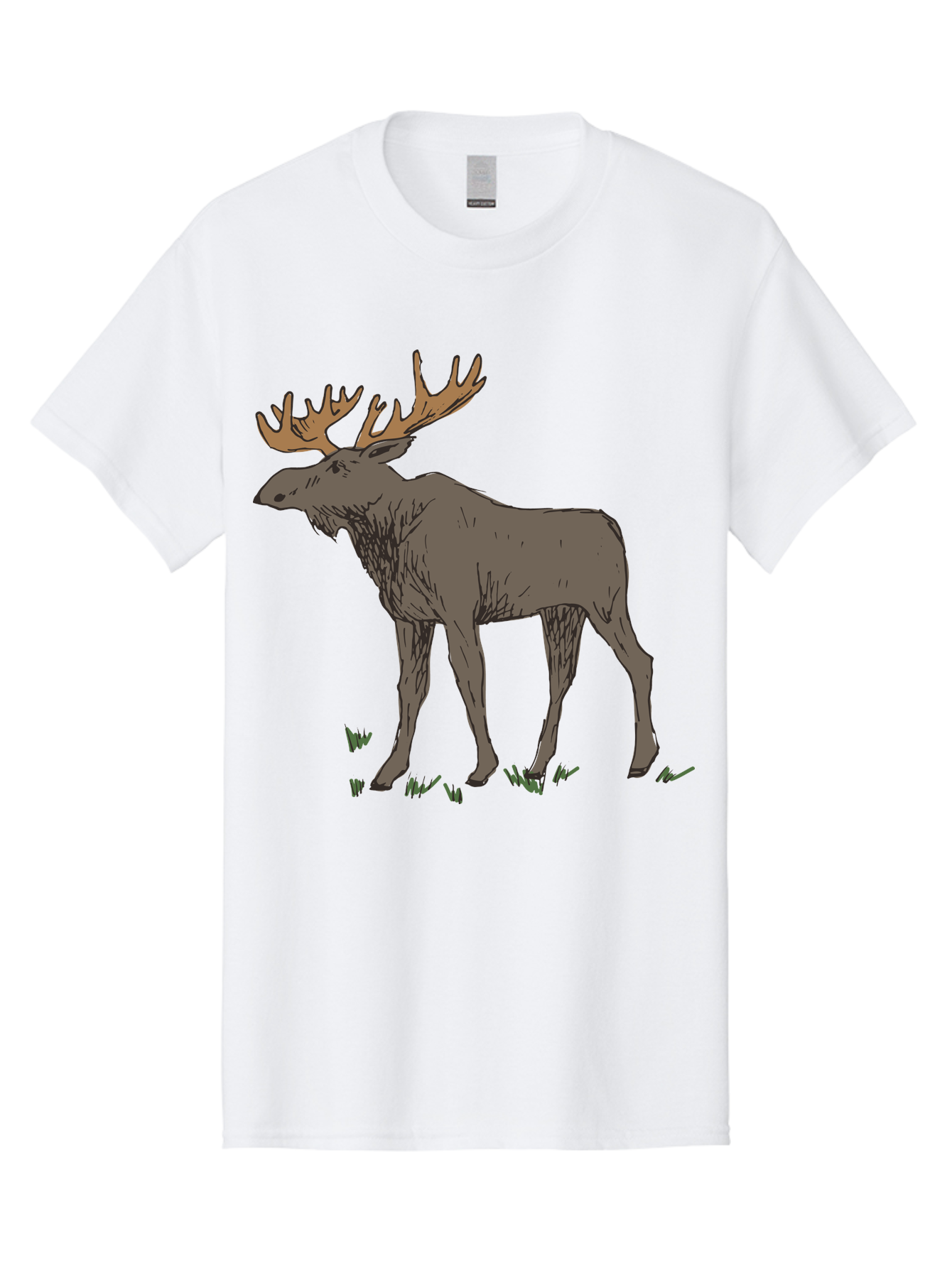 Moose-1 Men'S Graphic Tee, 100% Cotton, Comfortable Casual Summer Wear, Machine Washable, Illustration Of A Moose, Large Antlers, Wildlife, Animal Art, Cartoon Style, Wildlife Illustration, Mammal Drawing, Forest Creature, Nature Graphic -  Aaa997 29