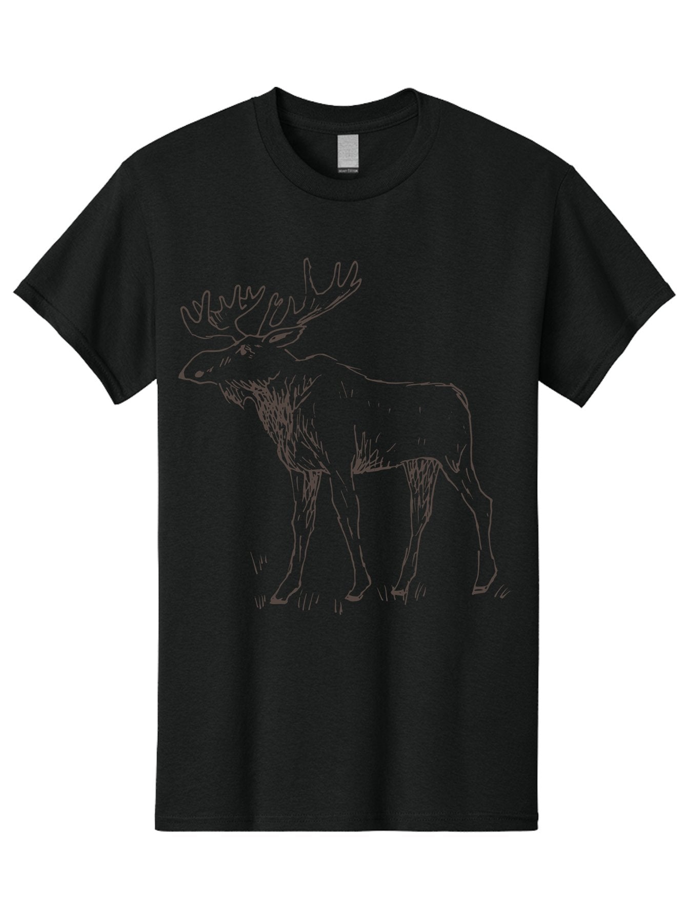 Moose Men'S Graphic Tee, 100% Cotton, Comfortable Casual Summer Wear, Machine Washable, Majestic Elk, Large Antlers, Wildlife Illustration, Grassy Terrain, Animal Portrait, Wildlife Art, Natural Habitat, Forest Dwelling -  Aaa998 5