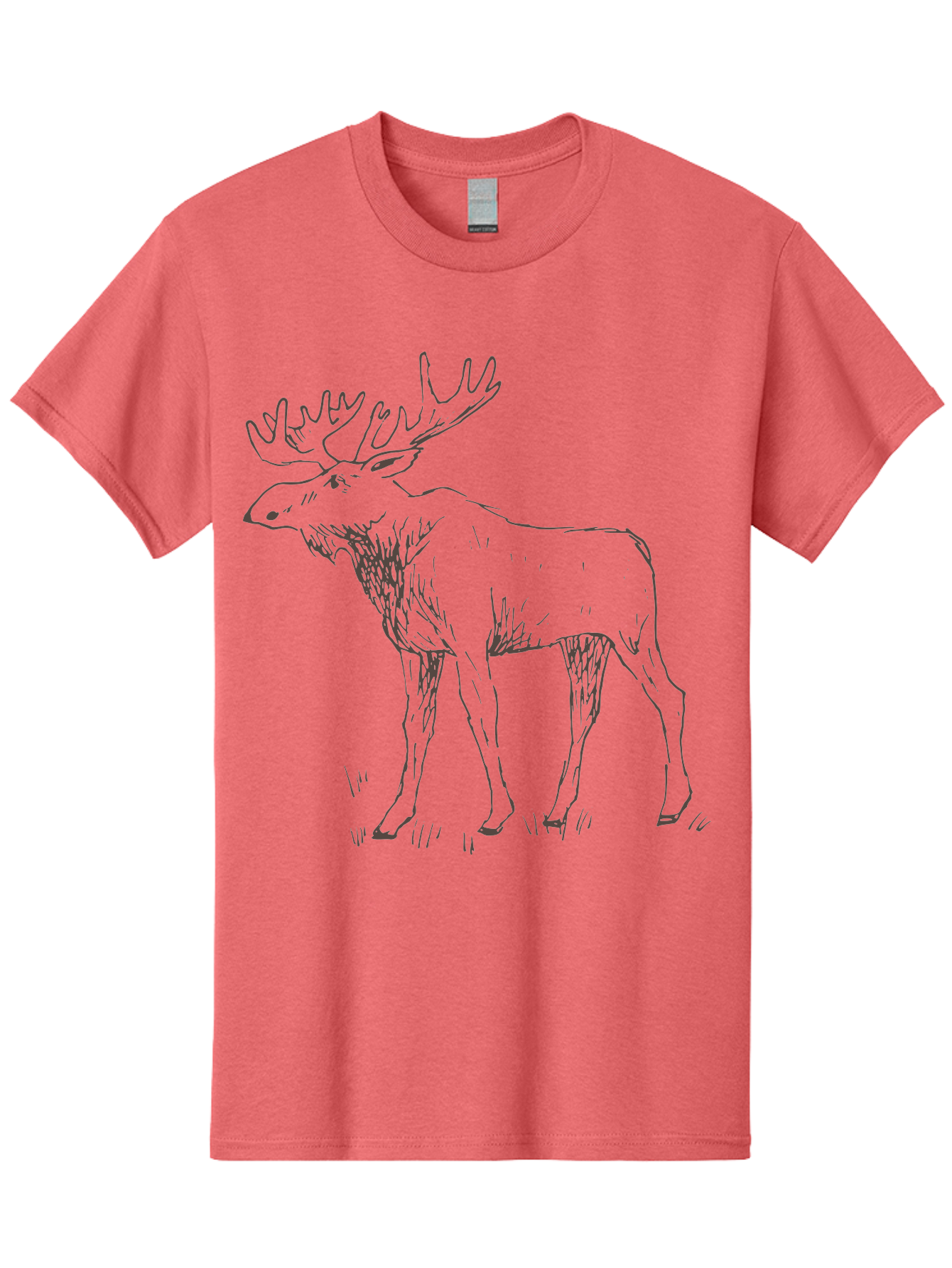 Moose Men'S Graphic Tee, 100% Cotton, Comfortable Casual Summer Wear, Machine Washable, Majestic Elk, Large Antlers, Wildlife Illustration, Grassy Terrain, Animal Portrait, Wildlife Art, Natural Habitat, Forest Dwelling -  Aaa998 5