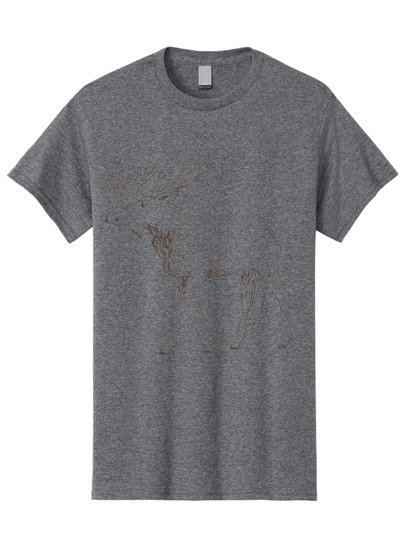 Moose Men'S Graphic Tee, 100% Cotton, Comfortable Casual Summer Wear, Machine Washable, Majestic Elk, Large Antlers, Wildlife Illustration, Grassy Terrain, Animal Portrait, Wildlife Art, Natural Habitat, Forest Dwelling -  Aaa998 9