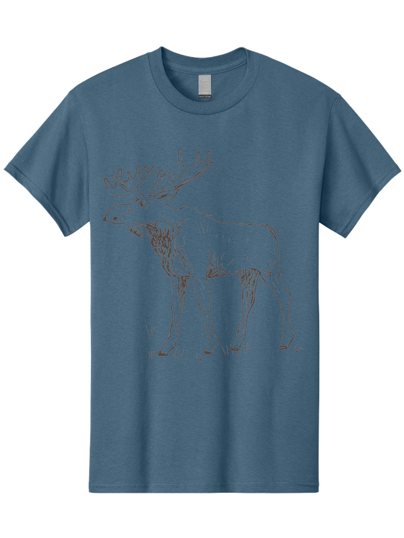 Moose Men'S Graphic Tee, 100% Cotton, Comfortable Casual Summer Wear, Machine Washable, Majestic Elk, Large Antlers, Wildlife Illustration, Grassy Terrain, Animal Portrait, Wildlife Art, Natural Habitat, Forest Dwelling -  Aaa998 11