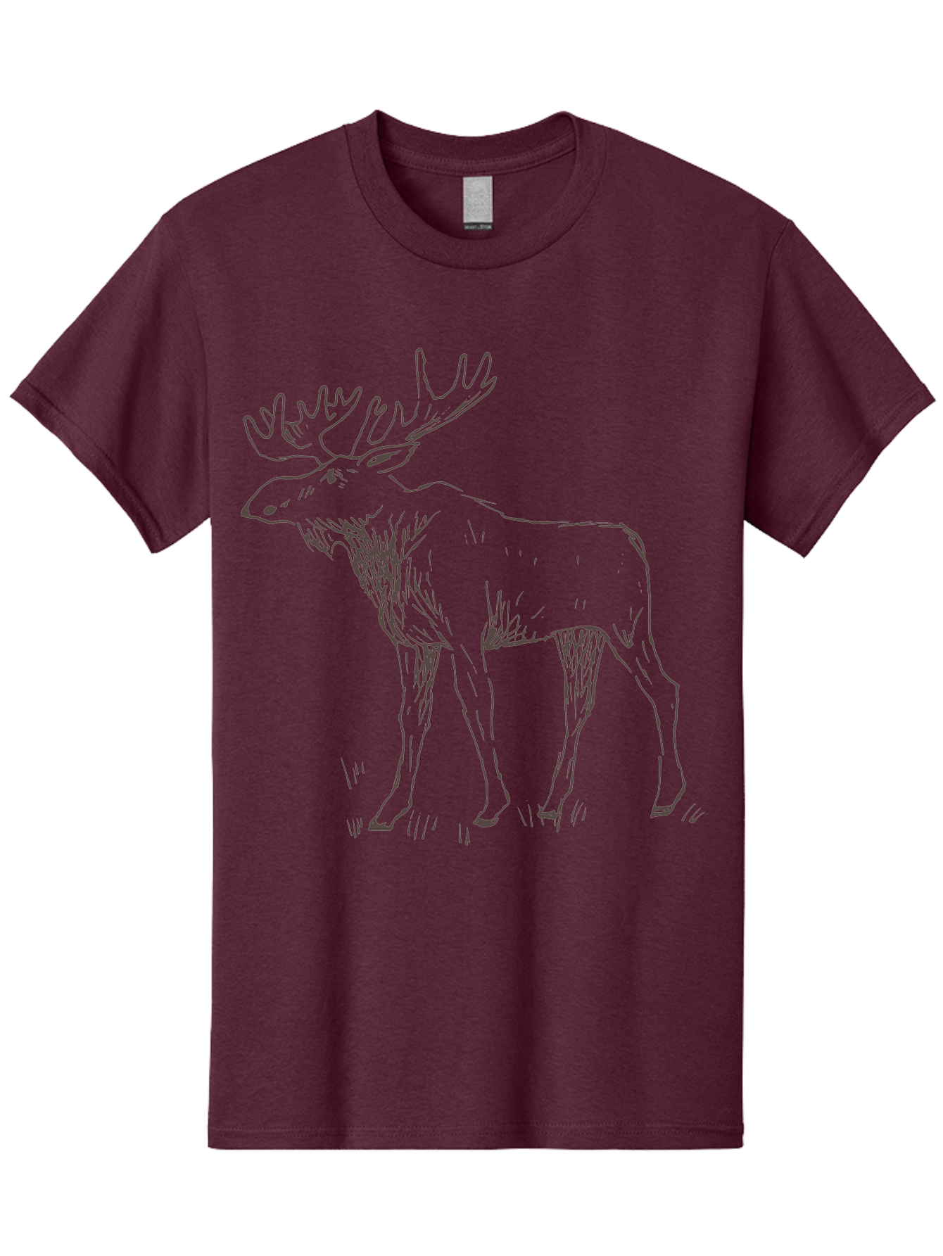 Moose Men'S Graphic Tee, 100% Cotton, Comfortable Casual Summer Wear, Machine Washable, Majestic Elk, Large Antlers, Wildlife Illustration, Grassy Terrain, Animal Portrait, Wildlife Art, Natural Habitat, Forest Dwelling -  Aaa998 13