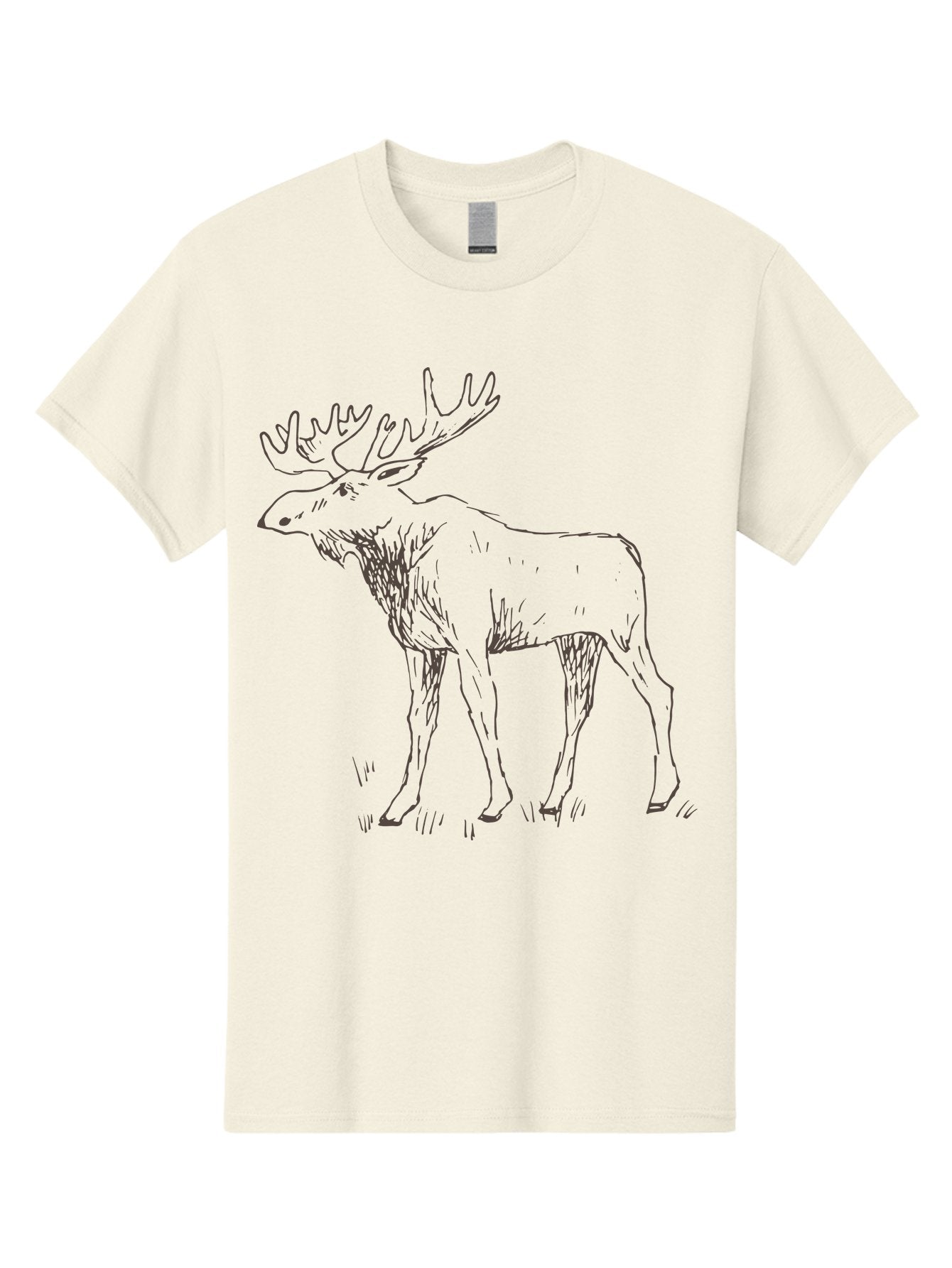 Moose Men'S Graphic Tee, 100% Cotton, Comfortable Casual Summer Wear, Machine Washable, Majestic Elk, Large Antlers, Wildlife Illustration, Grassy Terrain, Animal Portrait, Wildlife Art, Natural Habitat, Forest Dwelling -  Aaa998 9