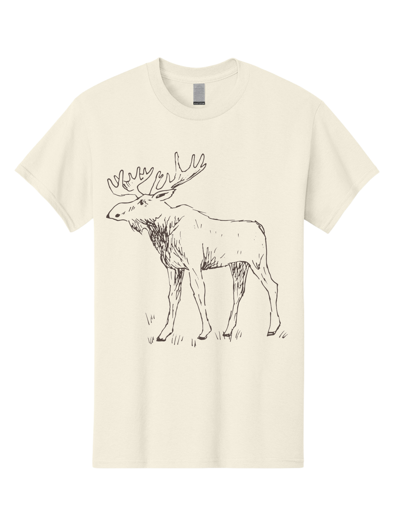 Moose Men'S Graphic Tee, 100% Cotton, Comfortable Casual Summer Wear, Machine Washable, Majestic Elk, Large Antlers, Wildlife Illustration, Grassy Terrain, Animal Portrait, Wildlife Art, Natural Habitat, Forest Dwelling -  Aaa998 17