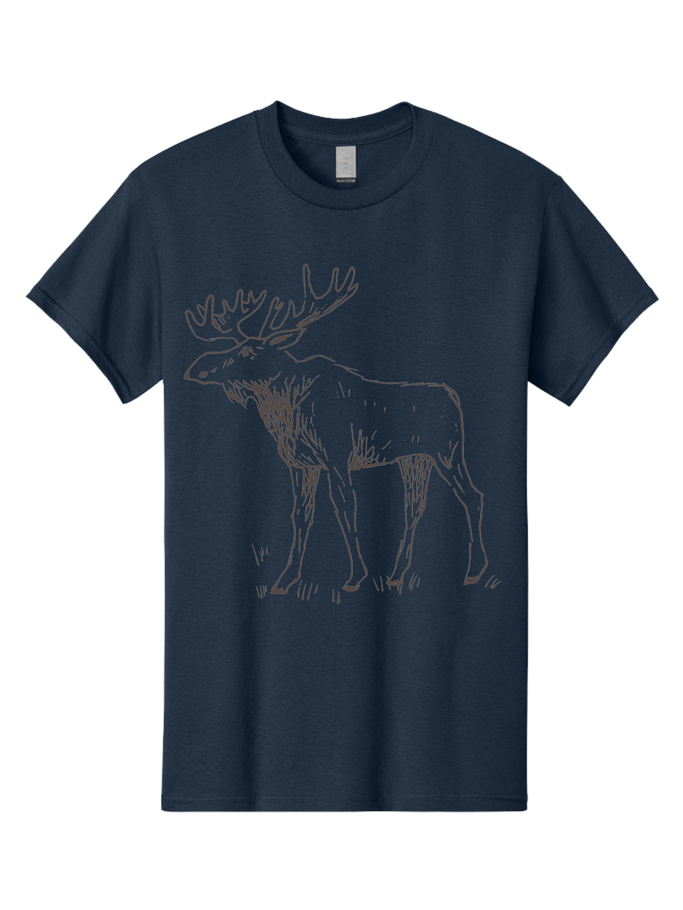 Moose Men'S Graphic Tee, 100% Cotton, Comfortable Casual Summer Wear, Machine Washable, Majestic Elk, Large Antlers, Wildlife Illustration, Grassy Terrain, Animal Portrait, Wildlife Art, Natural Habitat, Forest Dwelling -  Aaa998 19