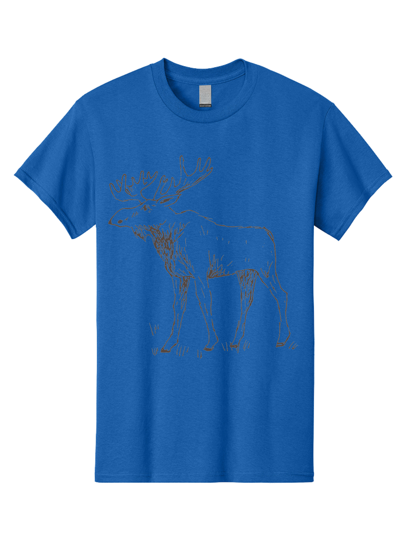 Moose Men'S Graphic Tee, 100% Cotton, Comfortable Casual Summer Wear, Machine Washable, Majestic Elk, Large Antlers, Wildlife Illustration, Grassy Terrain, Animal Portrait, Wildlife Art, Natural Habitat, Forest Dwelling -  Aaa998 25