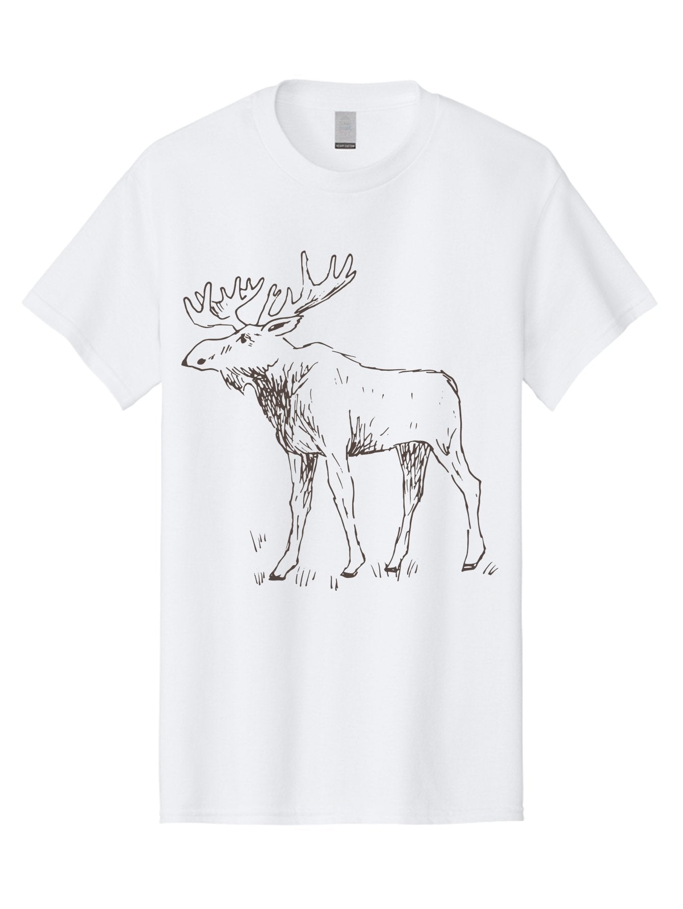 Moose Men'S Graphic Tee, 100% Cotton, Comfortable Casual Summer Wear, Machine Washable, Majestic Elk, Large Antlers, Wildlife Illustration, Grassy Terrain, Animal Portrait, Wildlife Art, Natural Habitat, Forest Dwelling -  Aaa998 6
