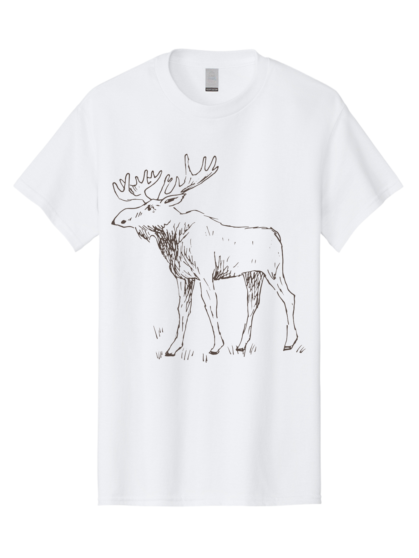 Moose Men'S Graphic Tee, 100% Cotton, Comfortable Casual Summer Wear, Machine Washable, Majestic Elk, Large Antlers, Wildlife Illustration, Grassy Terrain, Animal Portrait, Wildlife Art, Natural Habitat, Forest Dwelling -  Aaa998 29