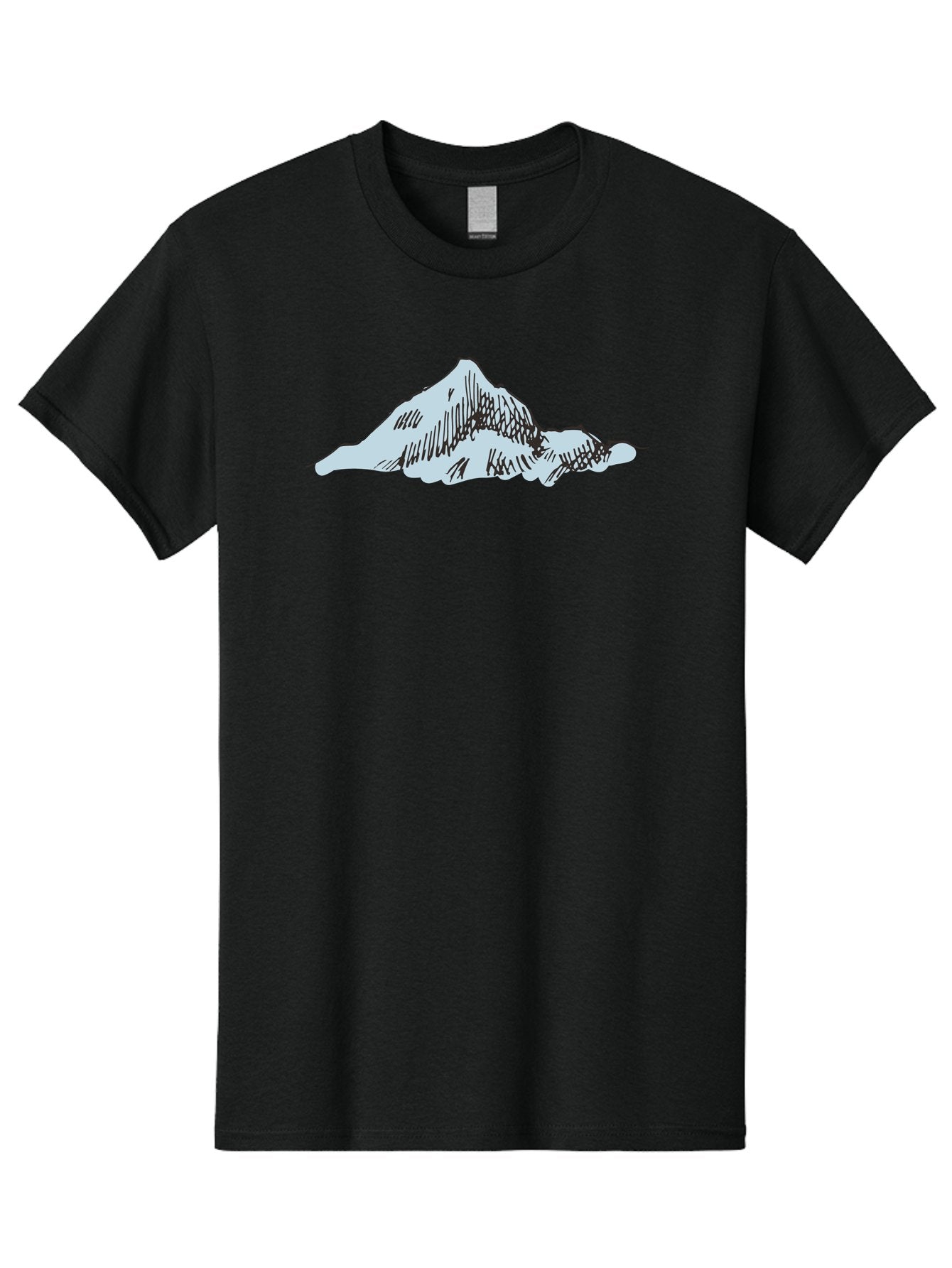 Mountain-Landscape Men'S Graphic Tee, 100% Cotton, Comfortable Casual Summer Wear, Machine Washable, Cartoon Mountain, Sketch Art, Black Lines, Simple Design, Minimalist Style, White Mountain Peak, Abstract Landscape, Illustration Aaa999