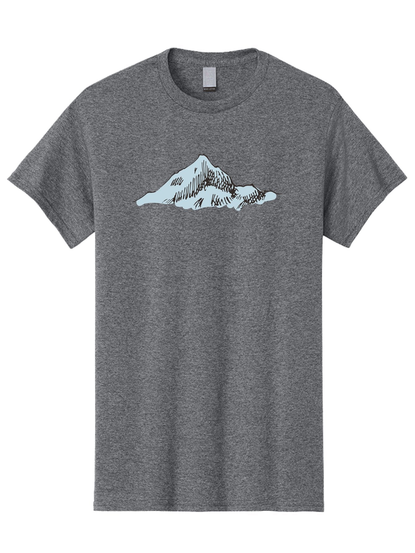 Mountain-Landscape Men'S Graphic Tee, 100% Cotton, Comfortable Casual Summer Wear, Machine Washable, Cartoon Mountain, Sketch Art, Black Lines, Simple Design, Minimalist Style, White Mountain Peak, Abstract Landscape, Illustration Aaa999