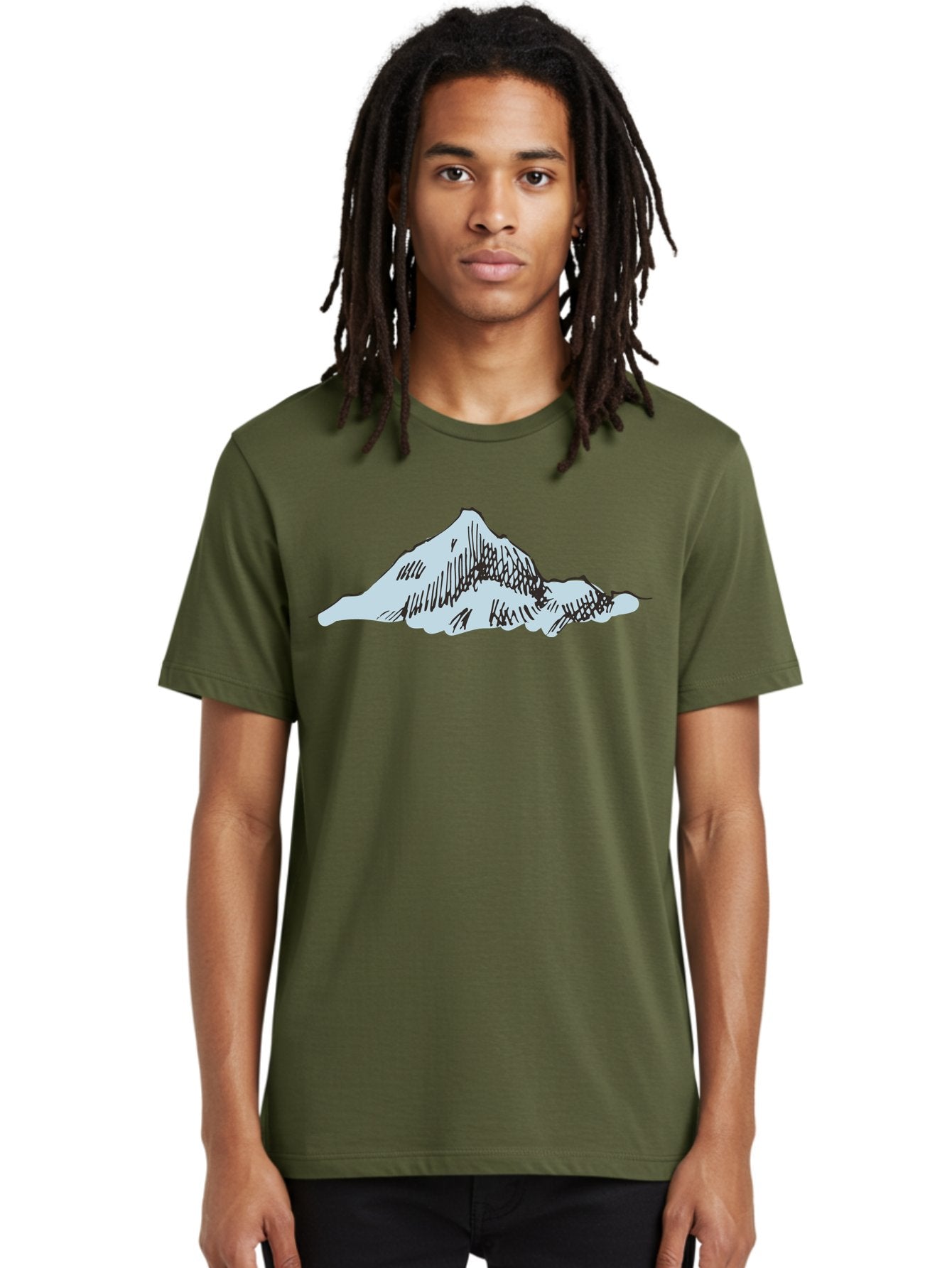 Mountain-Landscape Men'S Graphic Tee, 100% Cotton, Comfortable Casual Summer Wear, Machine Washable, Cartoon Mountain, Sketch Art, Black Lines, Simple Design, Minimalist Style, White Mountain Peak, Abstract Landscape, Illustration Aaa999 18