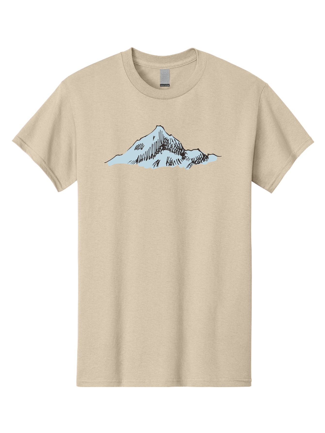 Mountain-Landscape Men'S Graphic Tee, 100% Cotton, Comfortable Casual Summer Wear, Machine Washable, Cartoon Mountain, Sketch Art, Black Lines, Simple Design, Minimalist Style, White Mountain Peak, Abstract Landscape, Illustration Aaa999 7