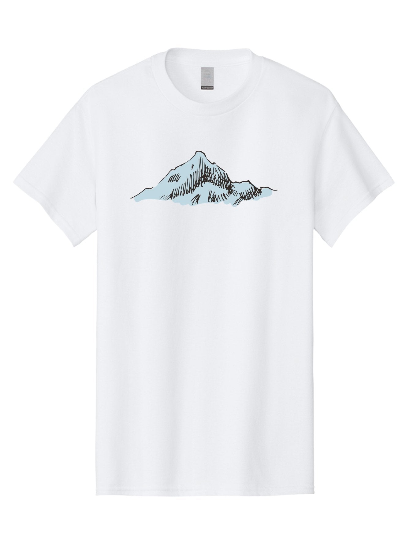 Mountain-Landscape Men'S Graphic Tee, 100% Cotton, Comfortable Casual Summer Wear, Machine Washable, Cartoon Mountain, Sketch Art, Black Lines, Simple Design, Minimalist Style, White Mountain Peak, Abstract Landscape, Illustration Aaa999 13