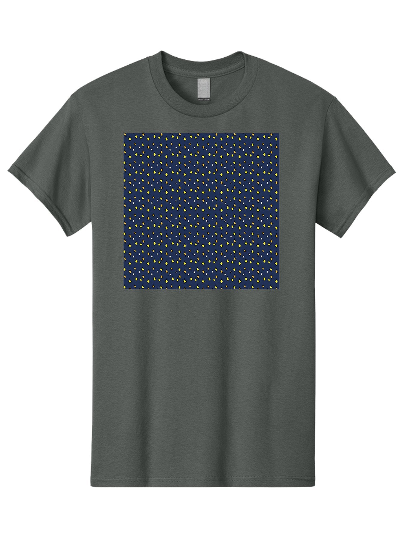 Navy-Blue-Dots Men'S Graphic Tee, 100% Cotton, Comfortable Casual Summer Wear, Machine Washable, Navy Blue Background, Yellow Diamonds, White Accents, Geometric Pattern, Abstract Design, Repeating Motif, Minimalist Style, Wallpaper Texture Aab003 9