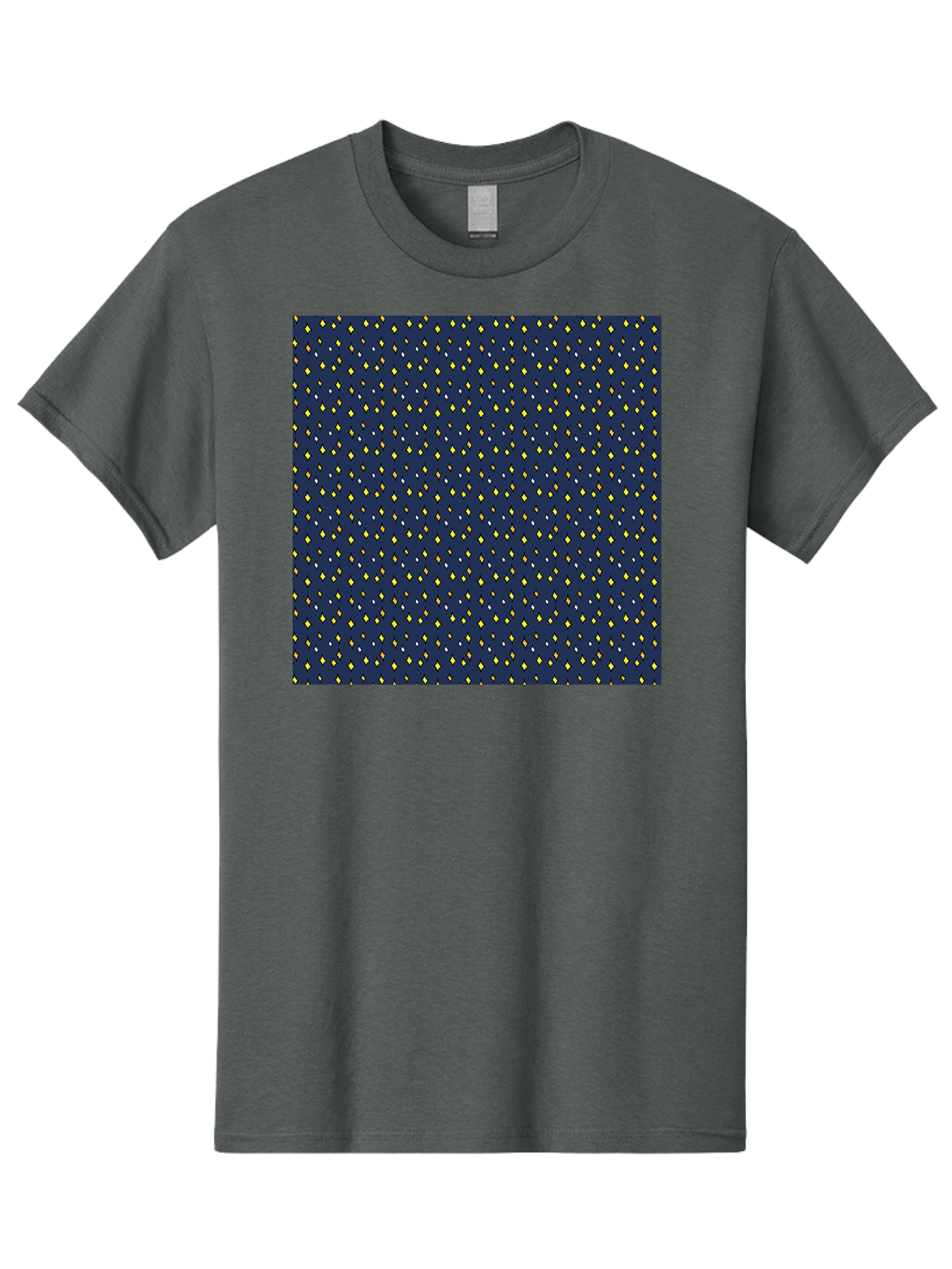 Navy-Blue-Dots Men'S Graphic Tee, 100% Cotton, Comfortable Casual Summer Wear, Machine Washable, Navy Blue Background, Yellow Diamonds, White Accents, Geometric Pattern, Abstract Design, Repeating Motif, Minimalist Style, Wallpaper Texture Aab003 3