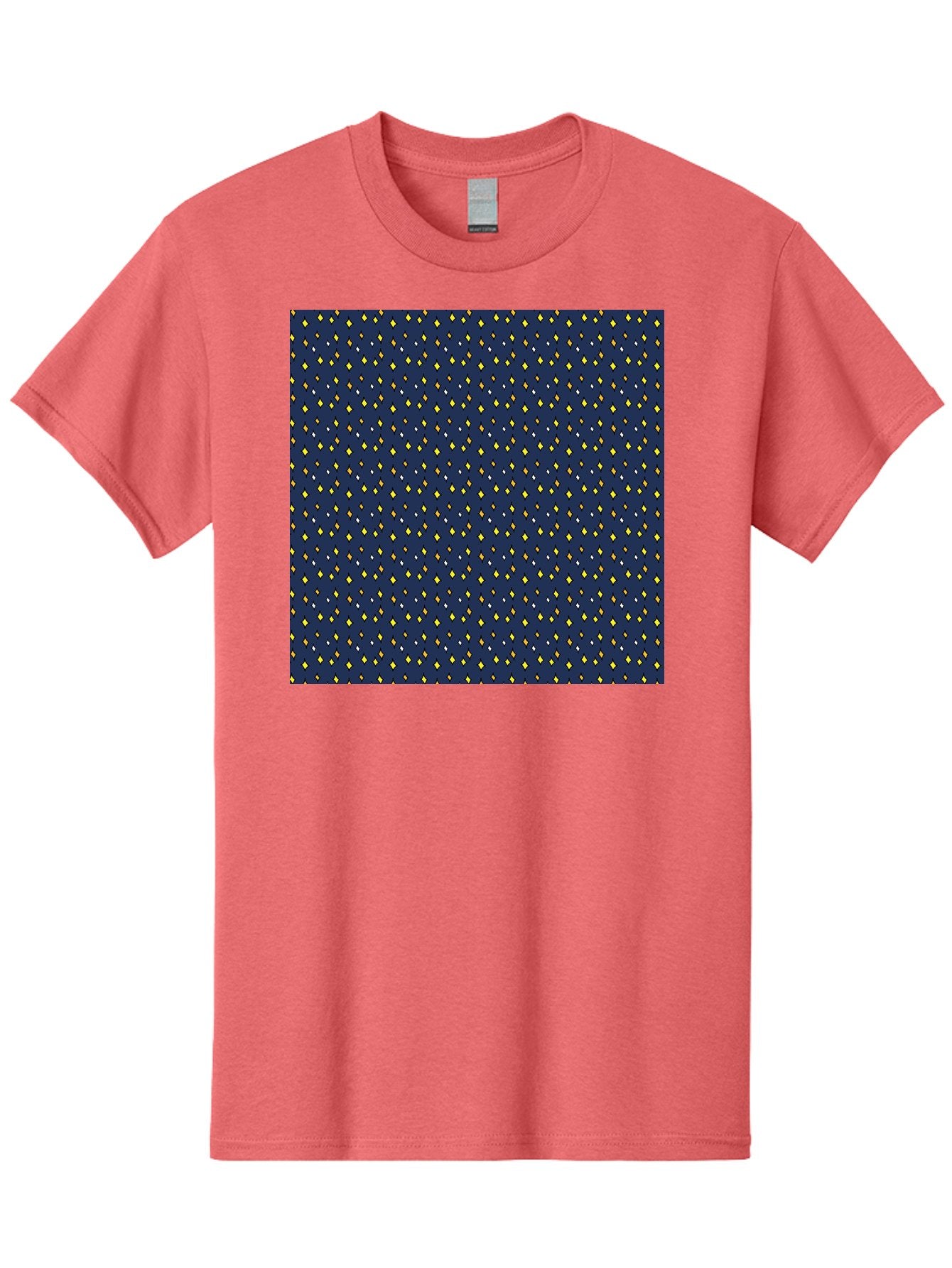 Navy-Blue-Dots Men'S Graphic Tee, 100% Cotton, Comfortable Casual Summer Wear, Machine Washable, Navy Blue Background, Yellow Diamonds, White Accents, Geometric Pattern, Abstract Design, Repeating Motif, Minimalist Style, Wallpaper Texture Aab003 5