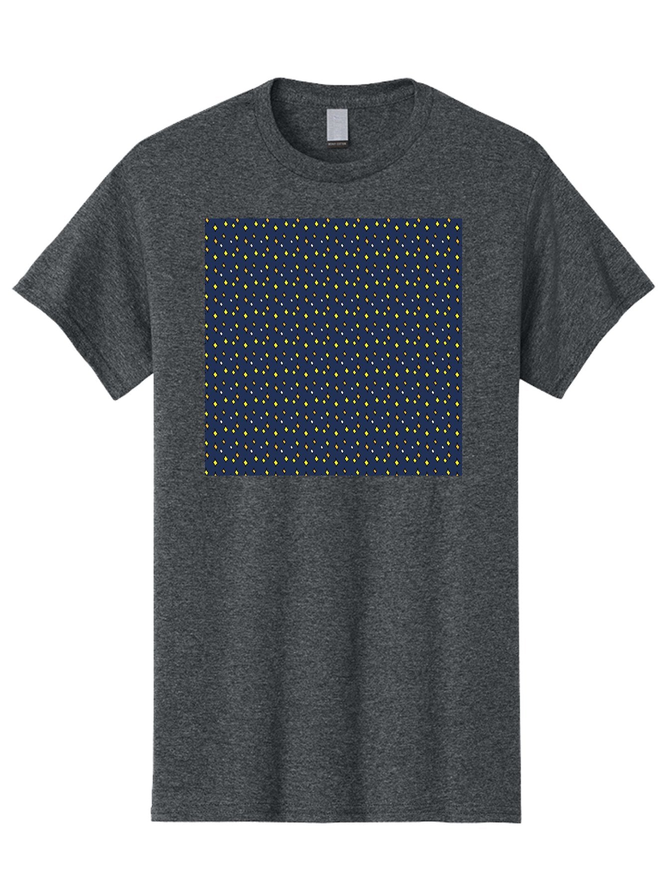 Navy-Blue-Dots Men'S Graphic Tee, 100% Cotton, Comfortable Casual Summer Wear, Machine Washable, Navy Blue Background, Yellow Diamonds, White Accents, Geometric Pattern, Abstract Design, Repeating Motif, Minimalist Style, Wallpaper Texture Aab003 10