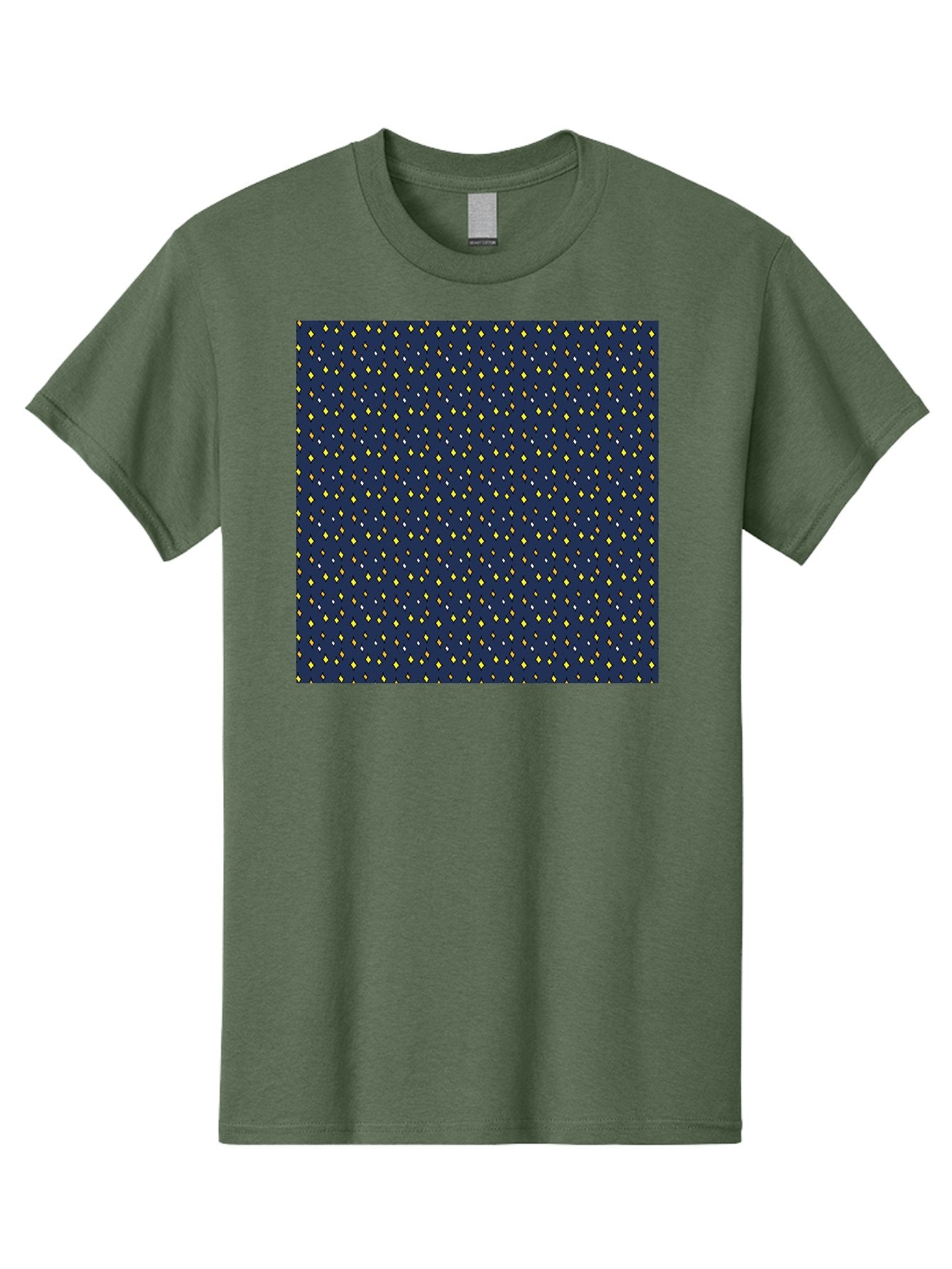 Navy-Blue-Dots Men'S Graphic Tee, 100% Cotton, Comfortable Casual Summer Wear, Machine Washable, Navy Blue Background, Yellow Diamonds, White Accents, Geometric Pattern, Abstract Design, Repeating Motif, Minimalist Style, Wallpaper Texture Aab003 4