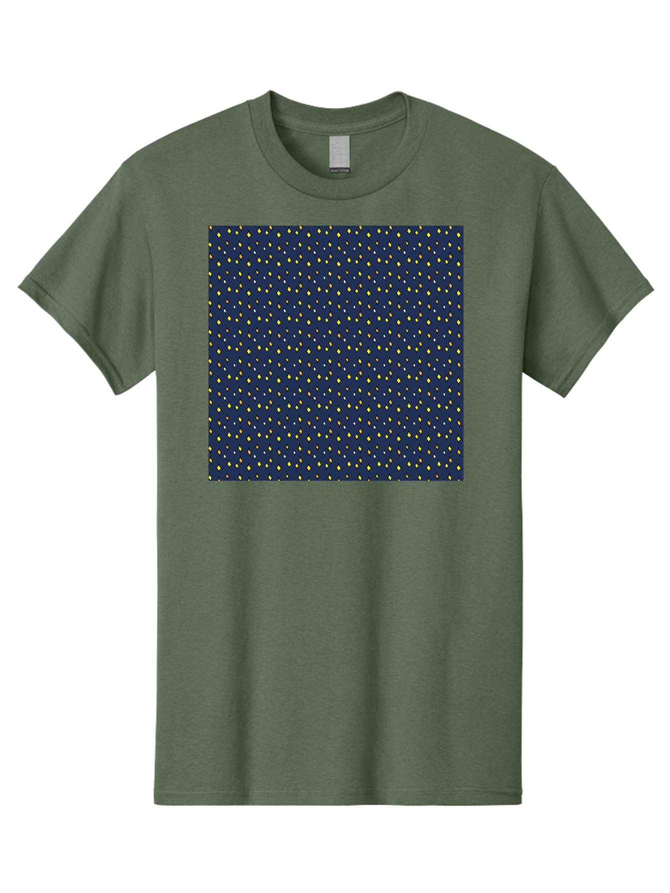 Navy-Blue-Dots Men'S Graphic Tee, 100% Cotton, Comfortable Casual Summer Wear, Machine Washable, Navy Blue Background, Yellow Diamonds, White Accents, Geometric Pattern, Abstract Design, Repeating Motif, Minimalist Style, Wallpaper Texture Aab003 15