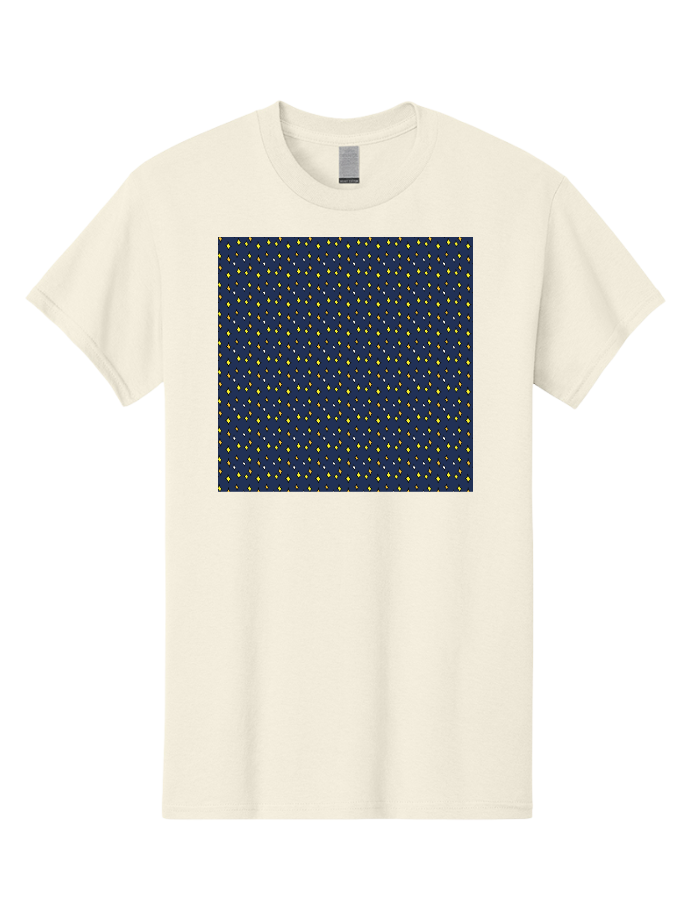 Navy-Blue-Dots Men'S Graphic Tee, 100% Cotton, Comfortable Casual Summer Wear, Machine Washable, Navy Blue Background, Yellow Diamonds, White Accents, Geometric Pattern, Abstract Design, Repeating Motif, Minimalist Style, Wallpaper Texture Aab003 17