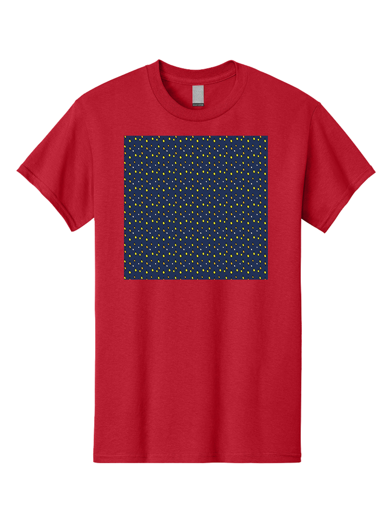 Navy-Blue-Dots Men'S Graphic Tee, 100% Cotton, Comfortable Casual Summer Wear, Machine Washable, Navy Blue Background, Yellow Diamonds, White Accents, Geometric Pattern, Abstract Design, Repeating Motif, Minimalist Style, Wallpaper Texture Aab003 23