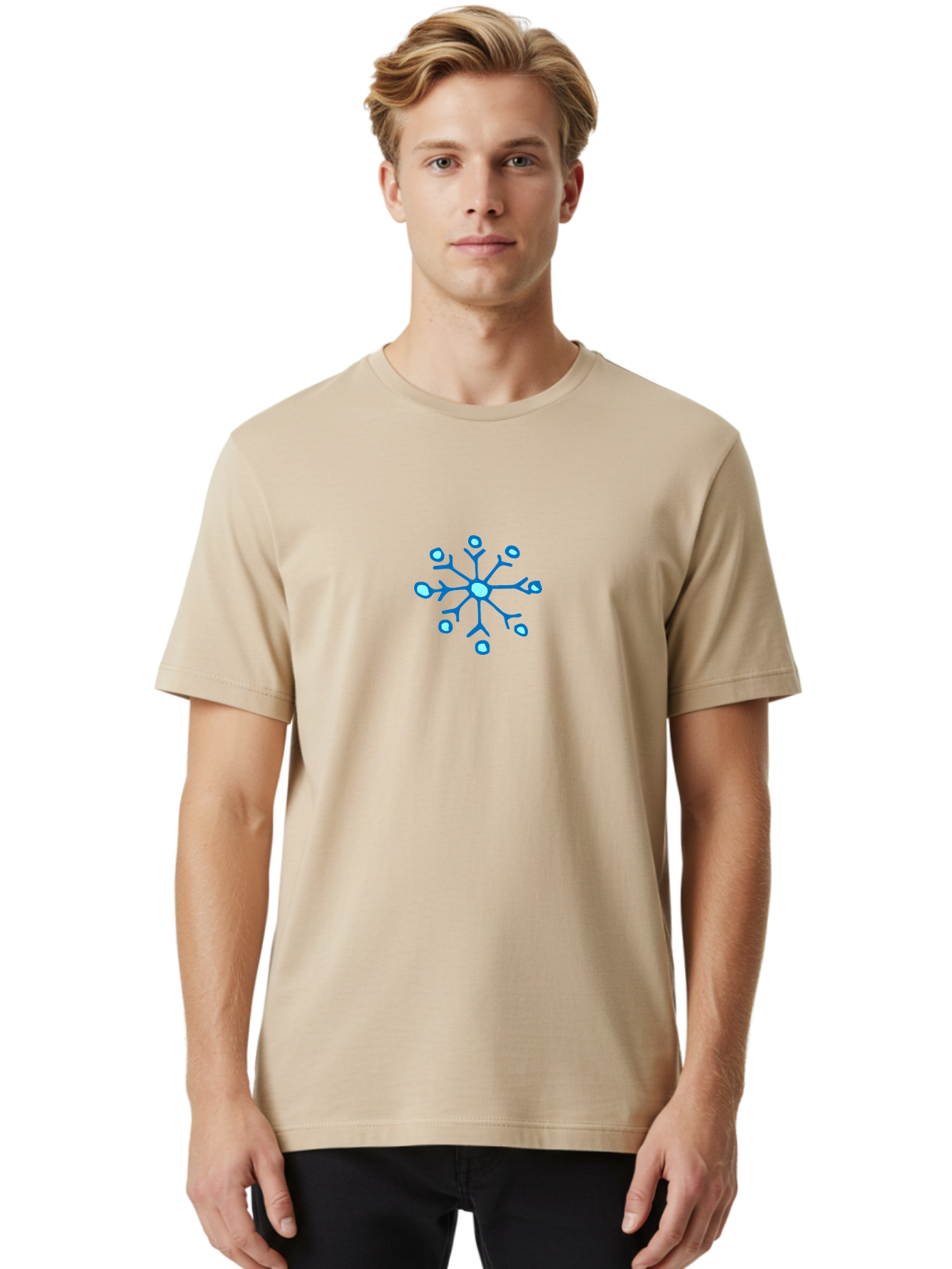 Neuron Men'S Graphic Tee, 100% Cotton, Comfortable Casual Summer Wear, Machine Washable, Blue Neuron Illustration, Dendrites And Cell Body, Neuroscience Graphic, Neuron Structure, Abstract Blue Design, Neuron Anatomy, Simple Neuron Diagram Aab005 28