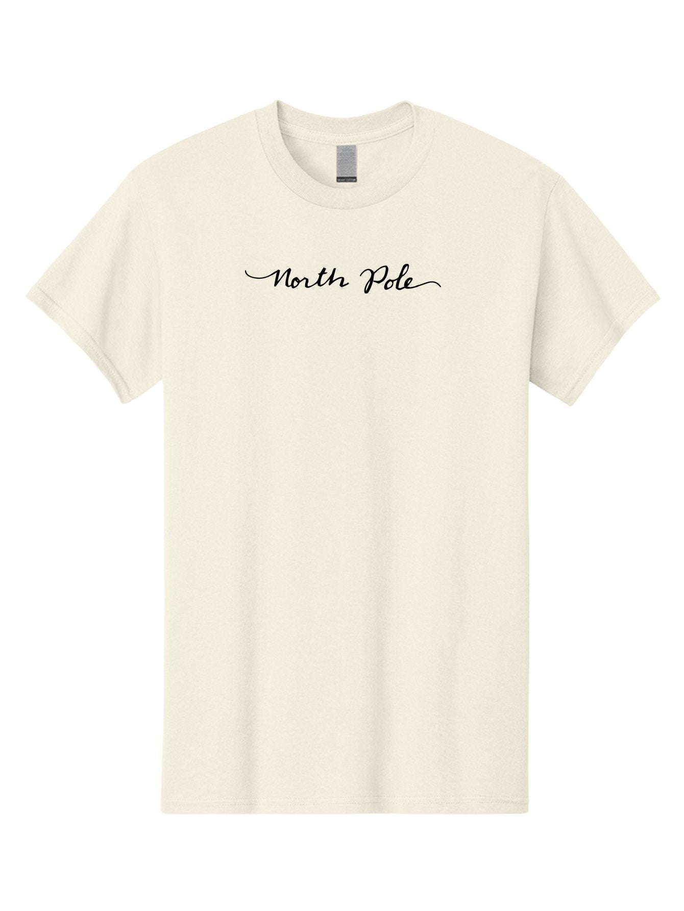 North-Pole Men'S Graphic Tee, 100% Cotton, Comfortable Casual Summer Wear, Machine Washable, North Pole, Cursive Script, Festive Lettering, Christmas Theme, Holiday Phrase, Winter Wonderland, Santa Claus Aab011 13