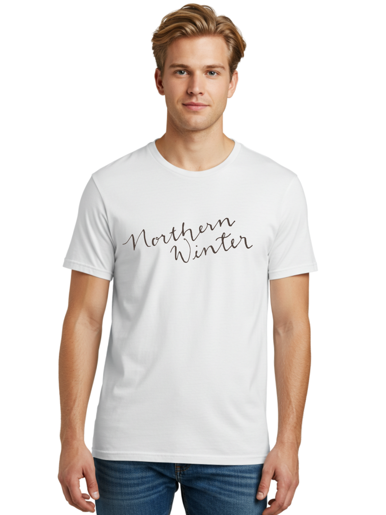 Northern-Winter-1 Men'S Graphic Tee, 100% Cotton, Comfortable Casual Summer Wear, Machine Washable, Winter Season, Cold Weather, Northern Hemisphere, Cursive Text, Frosty Vibes, Holiday Feel, Winter Wonderland Aab012 30
