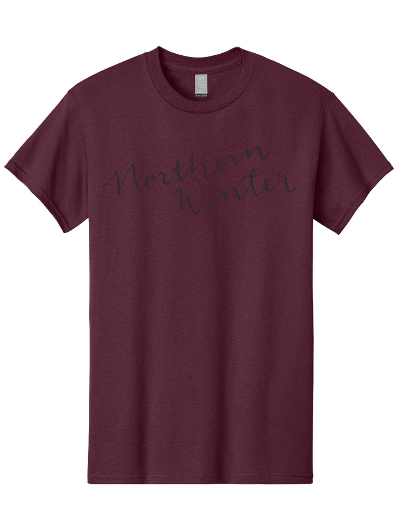 Northern-Winter-2 Men'S Graphic Tee, 100% Cotton, Comfortable Casual Summer Wear, Machine Washable, Northern Winter, Winter Season, Seasonal Theme, Cursive Text, Black Script, Frosty Feel, Cold Weather, Winter Vibes Aab013 9
