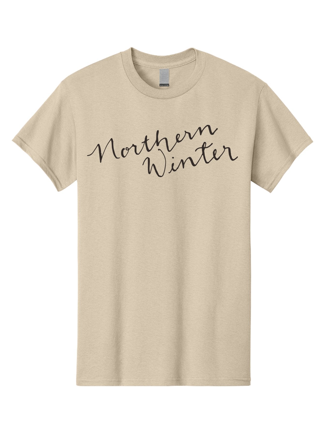 Northern-Winter-2 Men'S Graphic Tee, 100% Cotton, Comfortable Casual Summer Wear, Machine Washable, Northern Winter, Winter Season, Seasonal Theme, Cursive Text, Black Script, Frosty Feel, Cold Weather, Winter Vibes Aab013 11