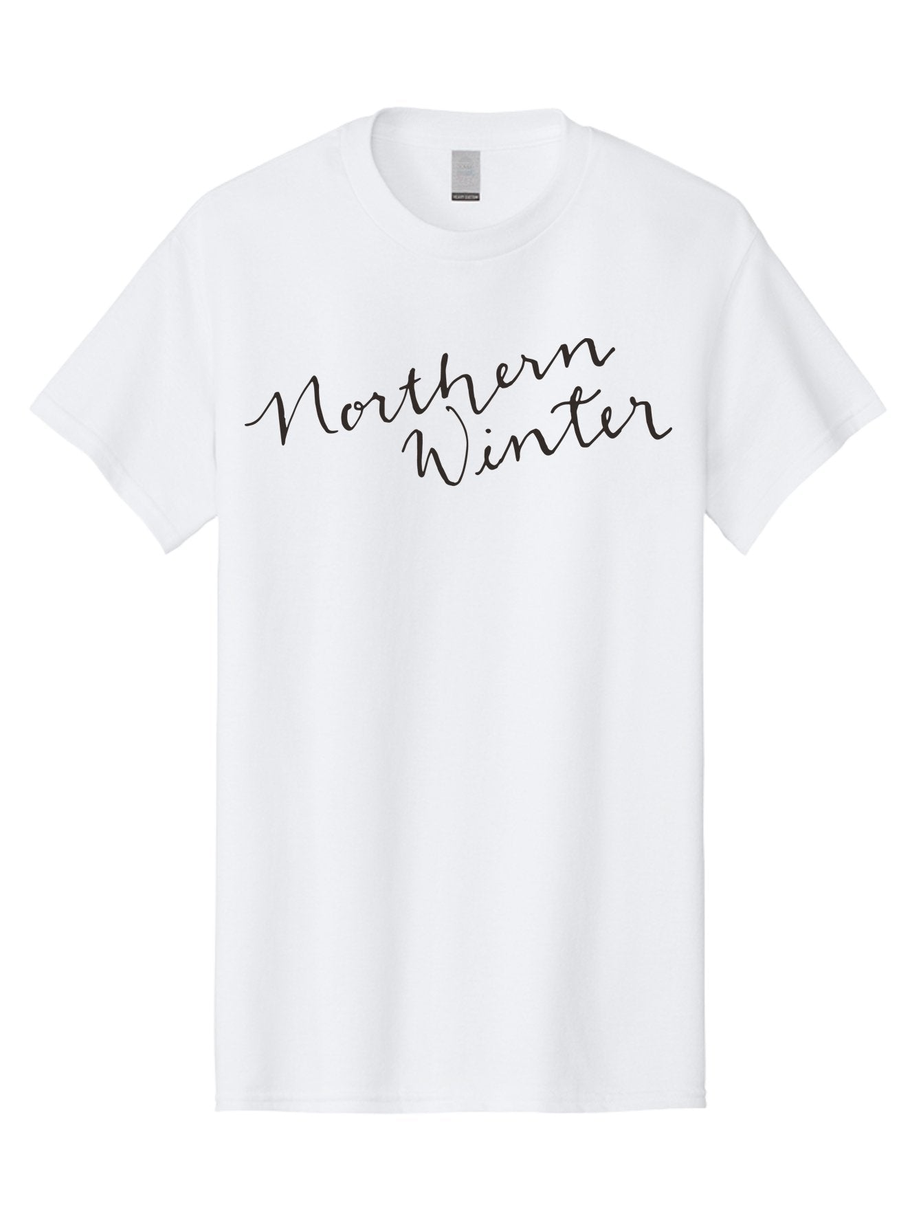 Northern-Winter-2 Men'S Graphic Tee, 100% Cotton, Comfortable Casual Summer Wear, Machine Washable, Northern Winter, Winter Season, Seasonal Theme, Cursive Text, Black Script, Frosty Feel, Cold Weather, Winter Vibes Aab013 6