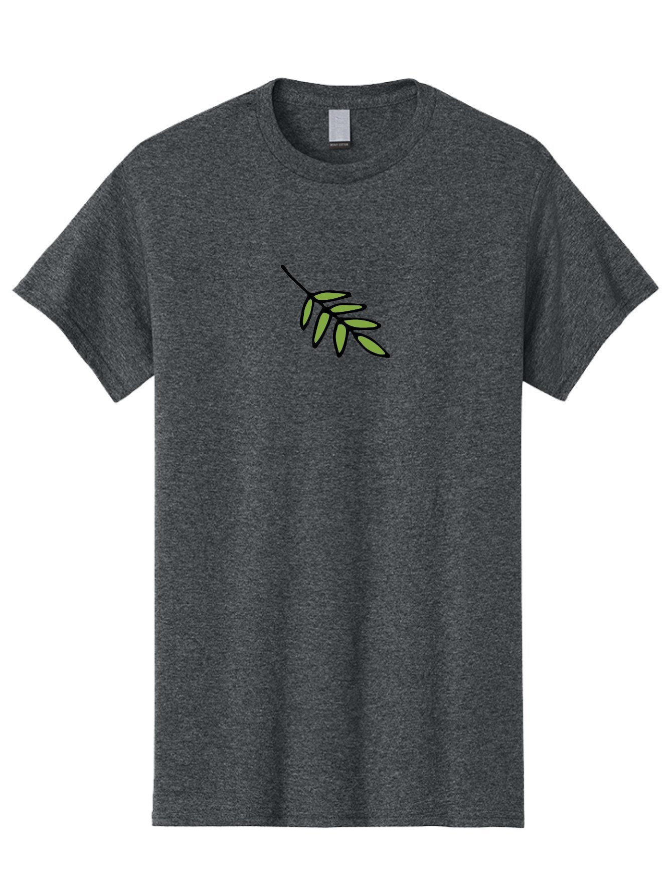 Olive-Branch-1 Men'S Graphic Tee, 100% Cotton, Comfortable Casual Summer Wear, Machine Washable, Olive Branch, Symbol Of Peace, Simple Illustration, Minimalist Design, Black Outline, Leafy Greens, Symbolic Imagery, Peace Sign Aab020