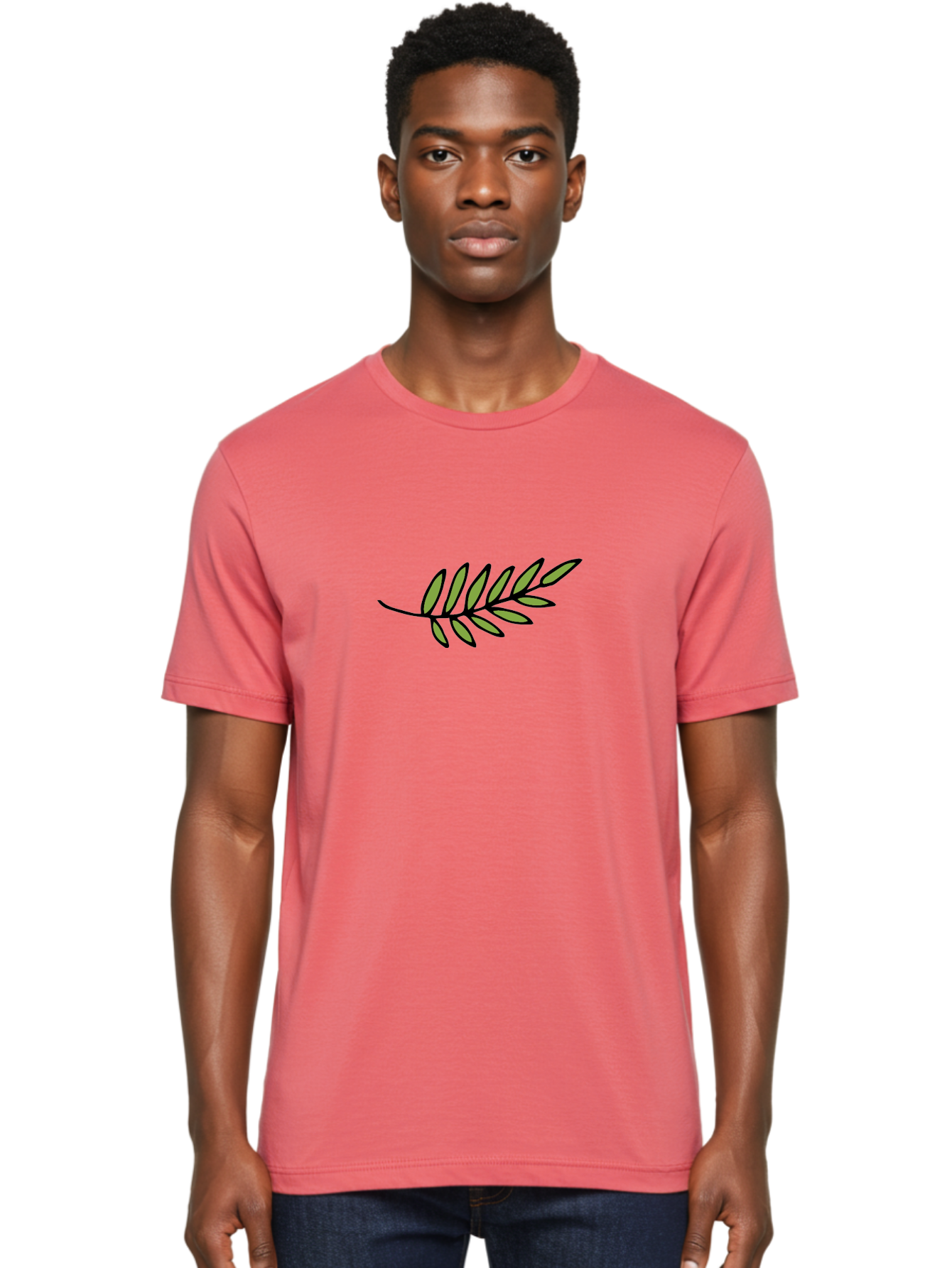 Olive-Branch Men'S Graphic Tee, 100% Cotton, Comfortable Casual Summer Wear, Machine Washable, Olive Branch, Symbolic Peace, Harmonious Design, Simple Illustration, Green Leaves, Black Outline, Minimalistic Art, Elegant Simplicity, Aab021 6
