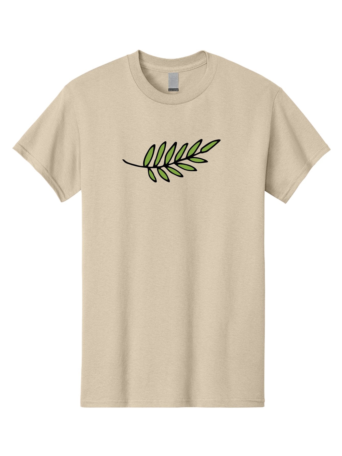 Olive-Branch Men'S Graphic Tee, 100% Cotton, Comfortable Casual Summer Wear, Machine Washable, Olive Branch, Symbolic Peace, Harmonious Design, Simple Illustration, Green Leaves, Black Outline, Minimalistic Art, Elegant Simplicity, Aab021