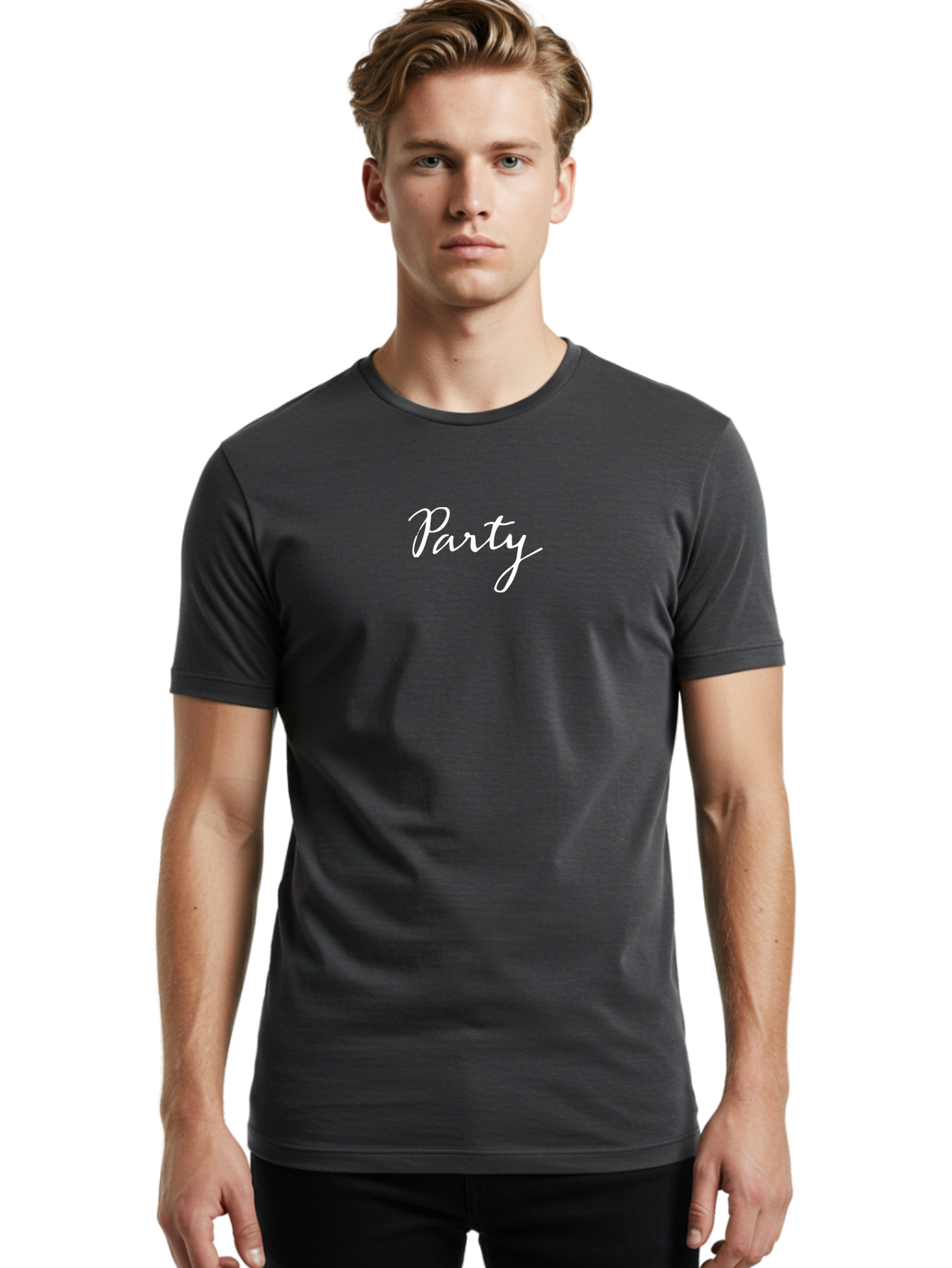 Party Men'S Graphic Tee, 100% Cotton, Comfortable Casual Summer Wear, Machine Washable, Party Invitation, Celebration, Festive Atmosphere, Elegant Script, White Text, Fun Gathering Aab024 8