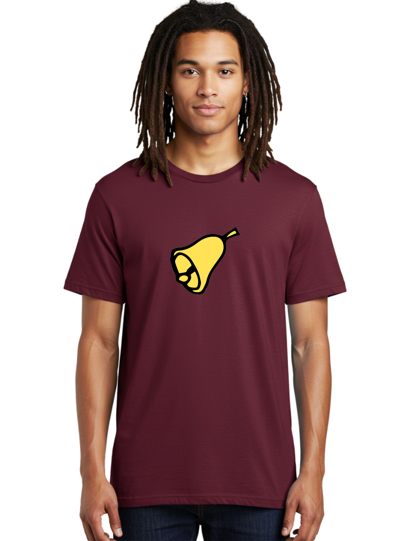 Pear-1 Men'S Graphic Tee, 100% Cotton, Comfortable Casual Summer Wear, Machine Washable, Yellow Pear Fruit, Simple Illustration, Cartoon Style, Bold Black Outline, Sweet Pear, Digital Art, Yellow Fruit Aab029 14