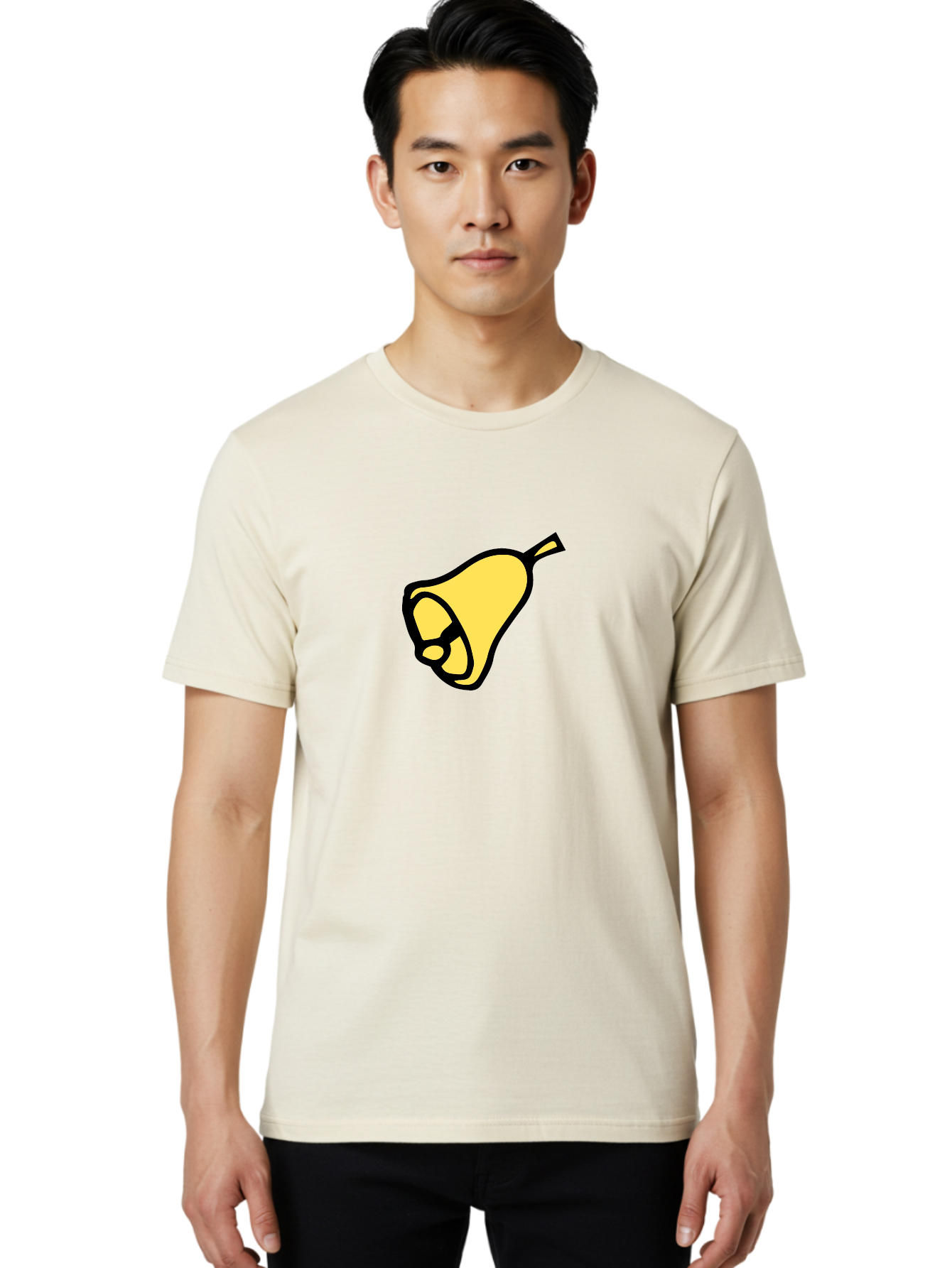 Pear-1 Men'S Graphic Tee, 100% Cotton, Comfortable Casual Summer Wear, Machine Washable, Yellow Pear Fruit, Simple Illustration, Cartoon Style, Bold Black Outline, Sweet Pear, Digital Art, Yellow Fruit Aab029 18