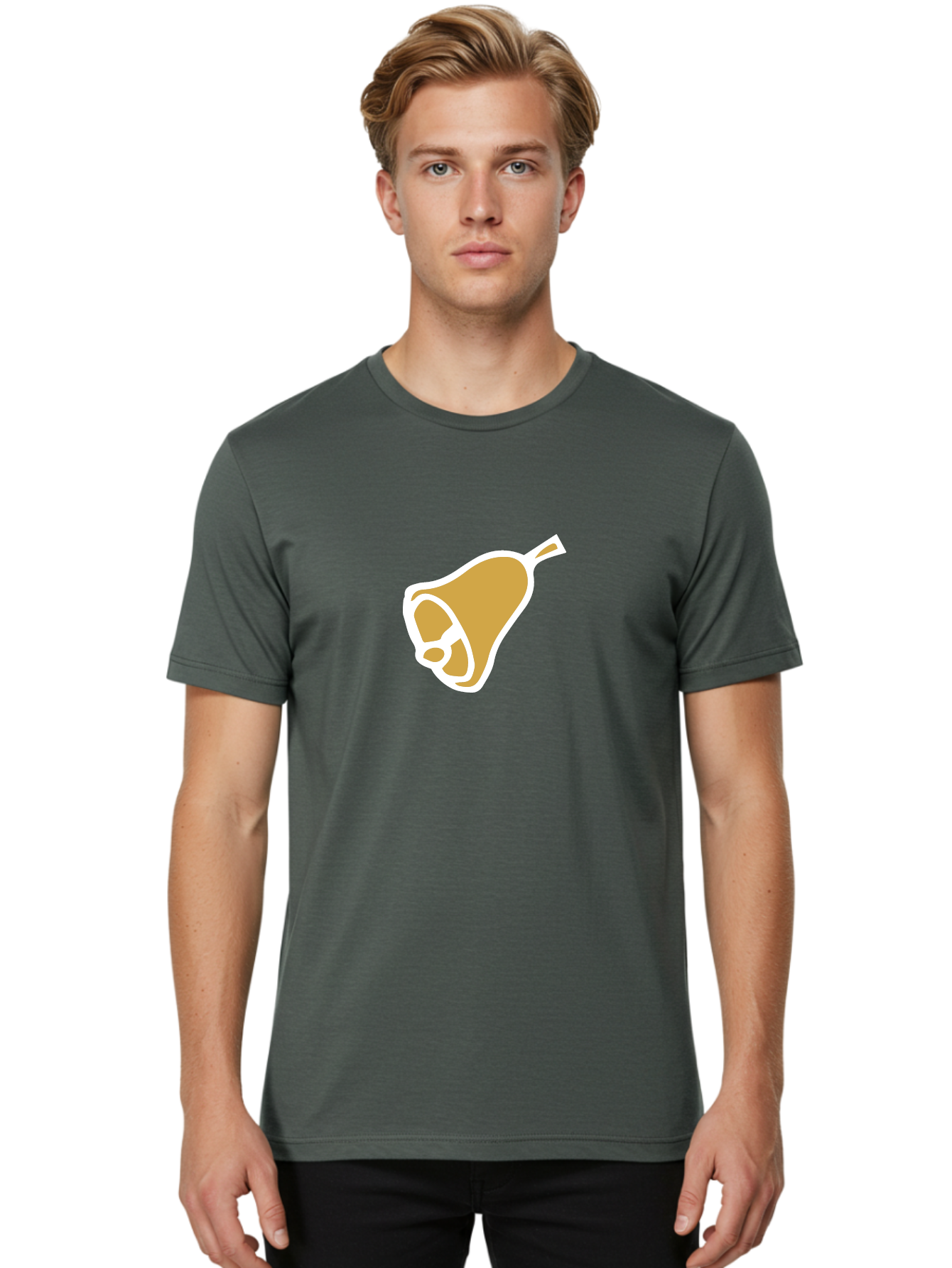 Pear Men'S Graphic Tee, 100% Cotton, Comfortable Casual Summer Wear, Machine Washable, Pear Fruit, Simple Illustration, Minimalist Design, Yellow Pear, White Outline, Healthy Snack, Organic Produce, Fruit Icon Aab030 4