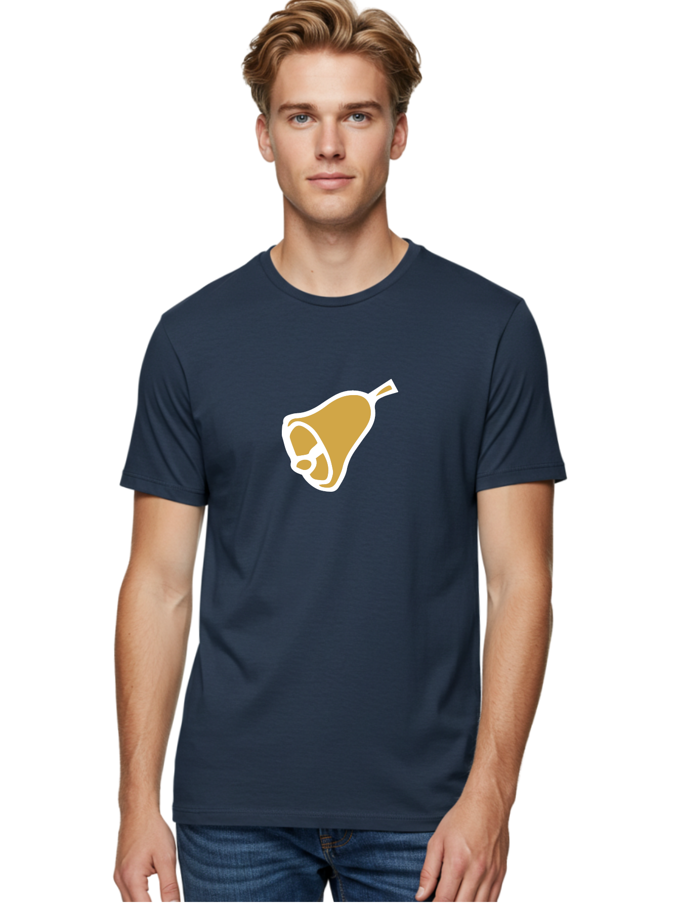 Pear Men'S Graphic Tee, 100% Cotton, Comfortable Casual Summer Wear, Machine Washable, Pear Fruit, Simple Illustration, Minimalist Design, Yellow Pear, White Outline, Healthy Snack, Organic Produce, Fruit Icon Aab030 20
