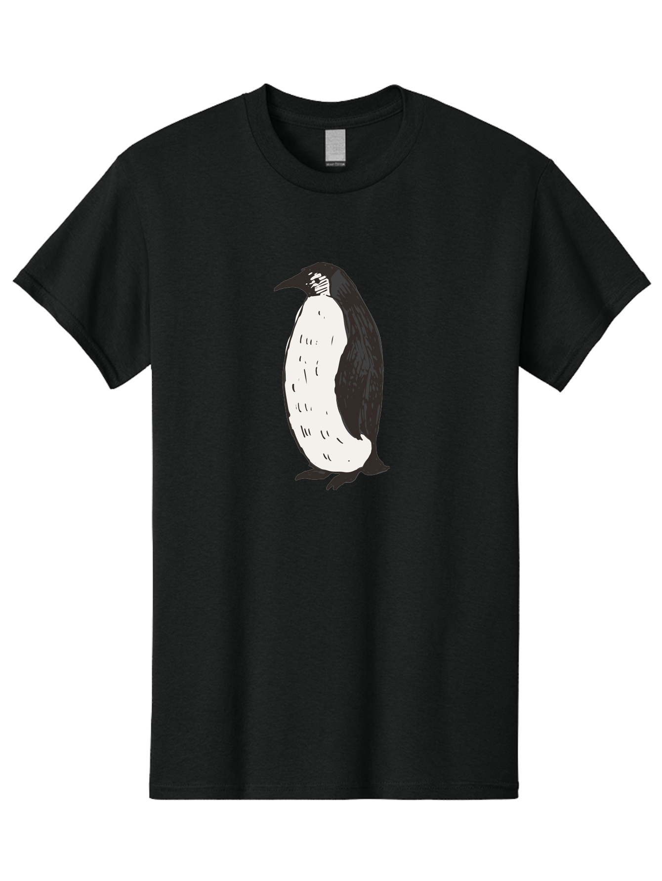 Penguin-1 Men'S Graphic Tee, 100% Cotton, Comfortable Casual Summer Wear, Machine Washable, Penguin Illustration, Black And White Penguin, Cartoon Penguin, Simple Drawing, Cute Bird, Wildlife Art, Tuxedo Bird, Flightless Bird, Antarctic Animal Aab031